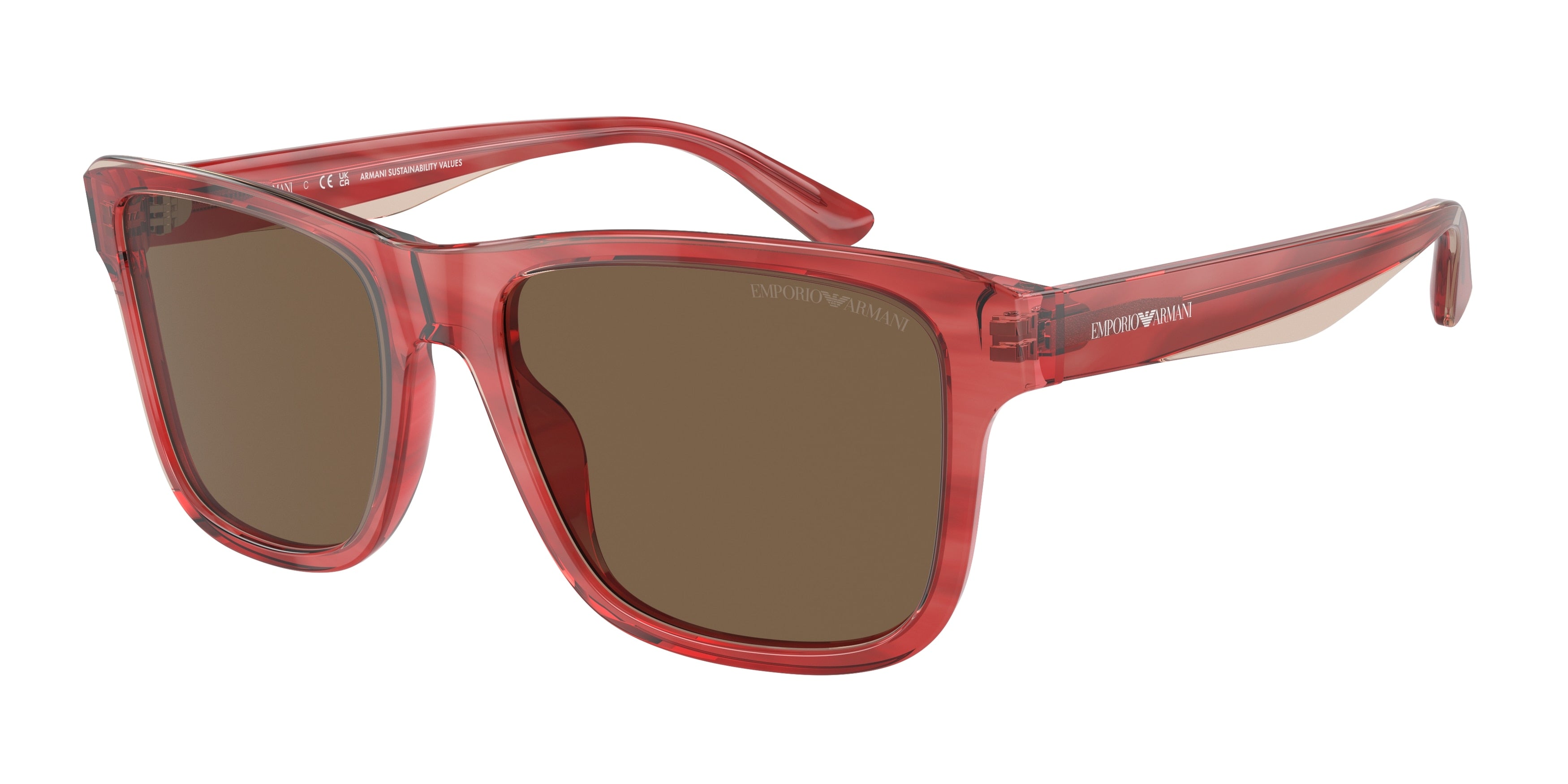 Emporio Armani EA4208 Pillow Sunglasses  605373-Shiny Bordeaux/Top Smoke 56-145-18 - Color Map Red