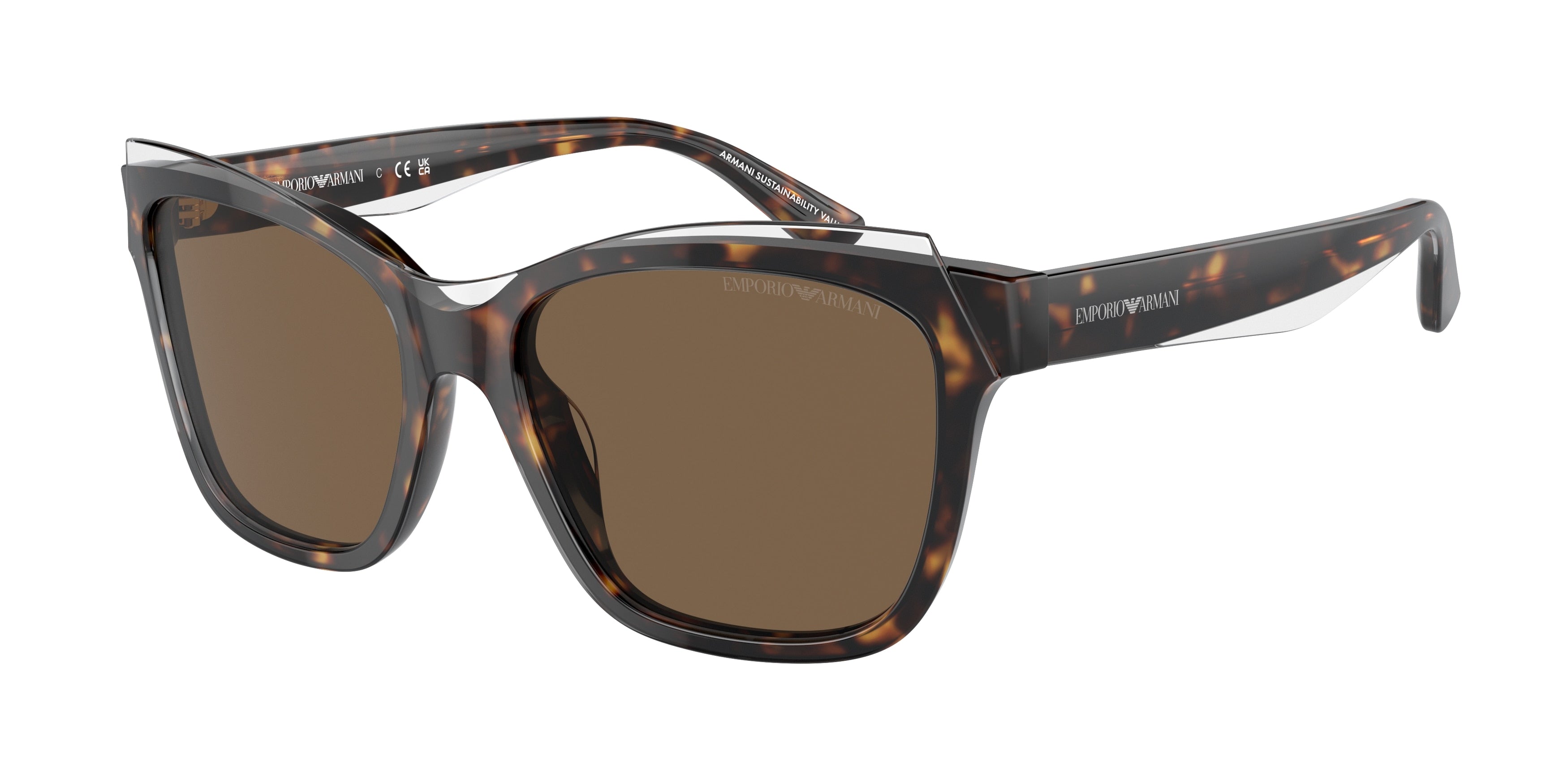 Emporio Armani EA4209F Pillow Sunglasses  605273-Shiny Havana/Top Crystal 56-140-17 - Color Map Tortoise