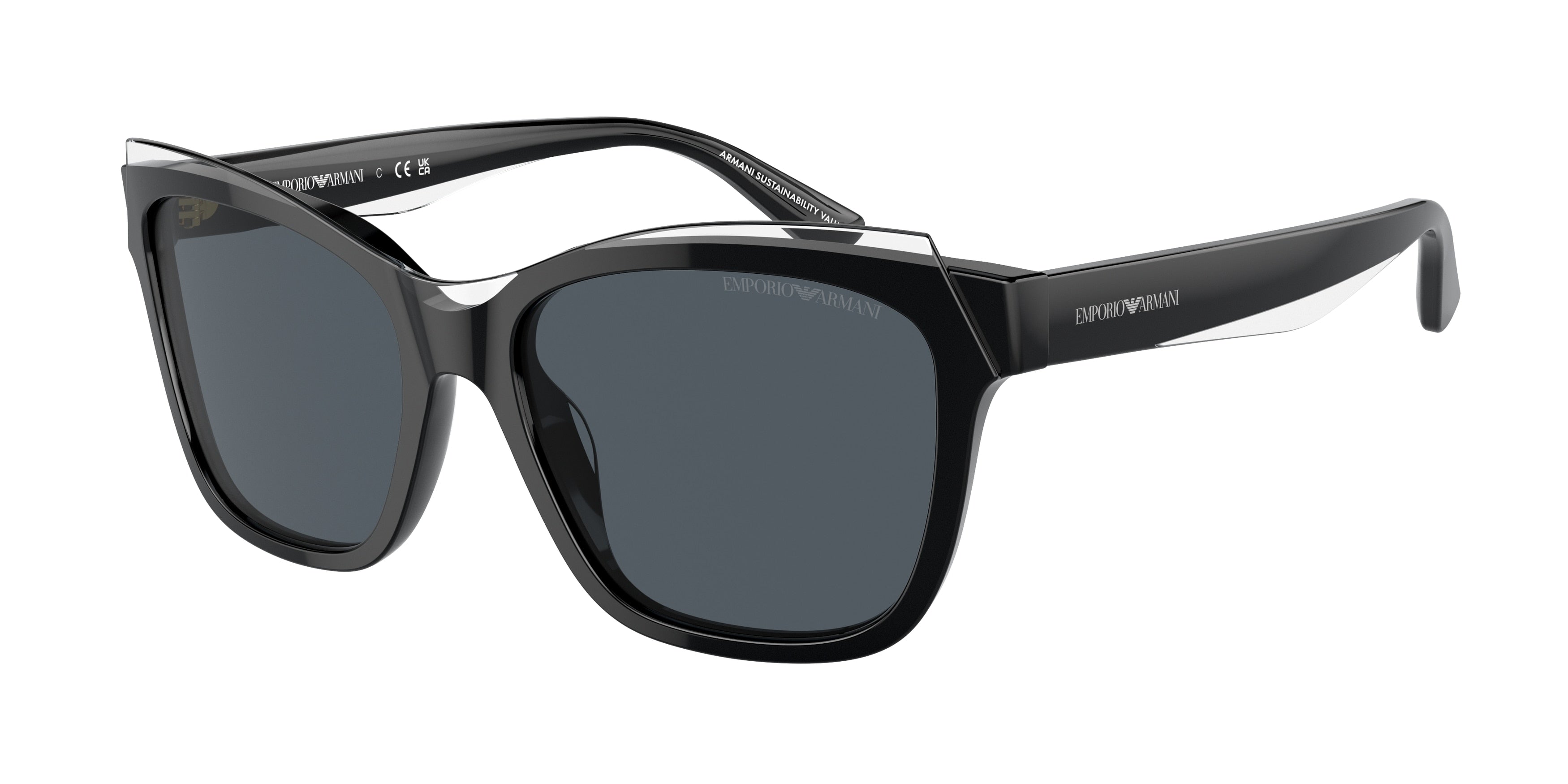 Emporio Armani EA4209 Pillow Sunglasses  605187-Shiny Black/Top Crystal 54-140-17 - Color Map Black