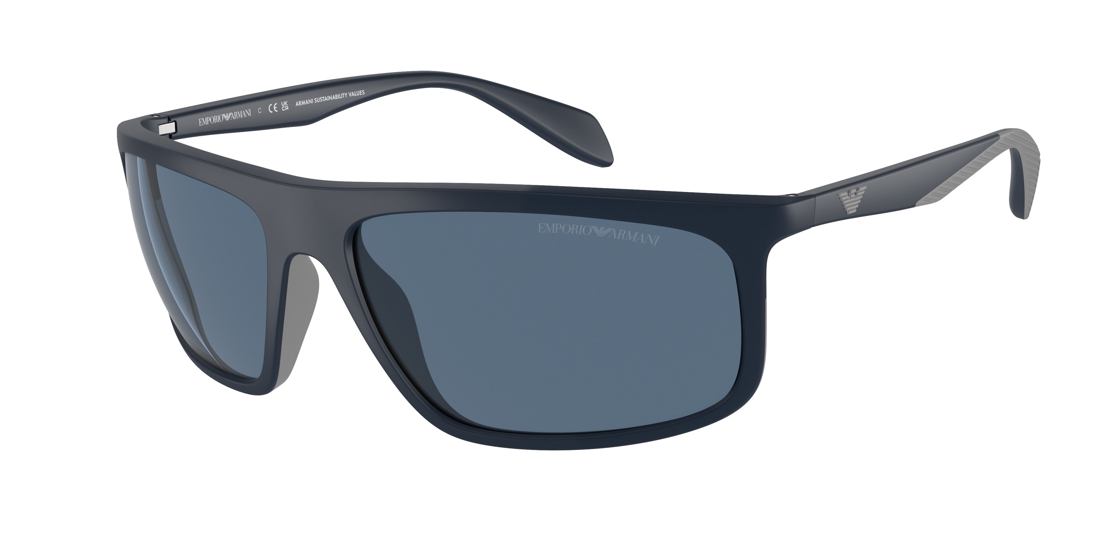 Emporio Armani EA4212U Pilot Sunglasses  508880-Matte Blue/Rubber Grey 64-130-17 - Color Map Blue