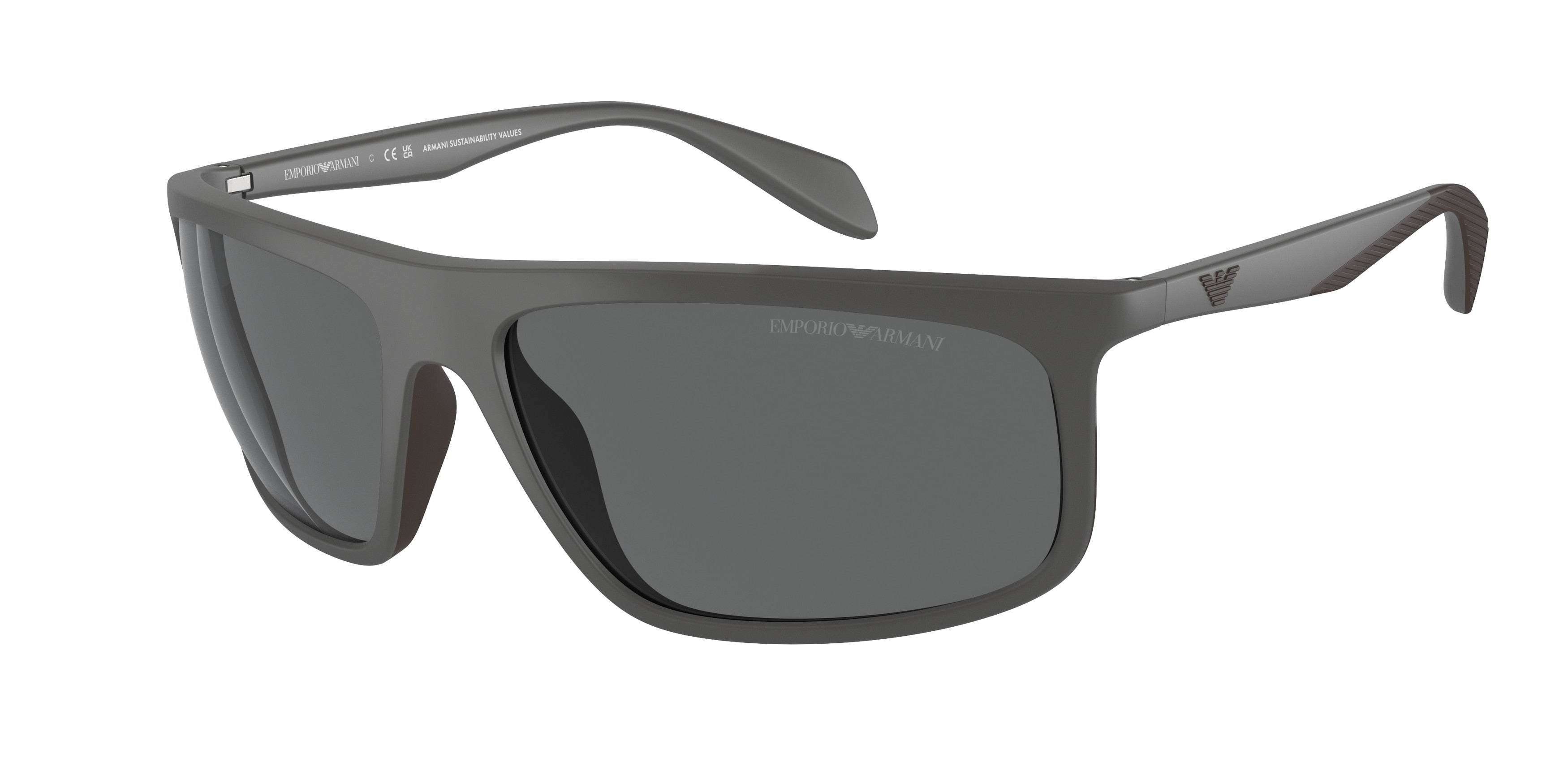 Emporio Armani EA4212U Pilot Sunglasses  512687-Matte Grey/Rubber Brown 64-130-17 - Color Map Grey