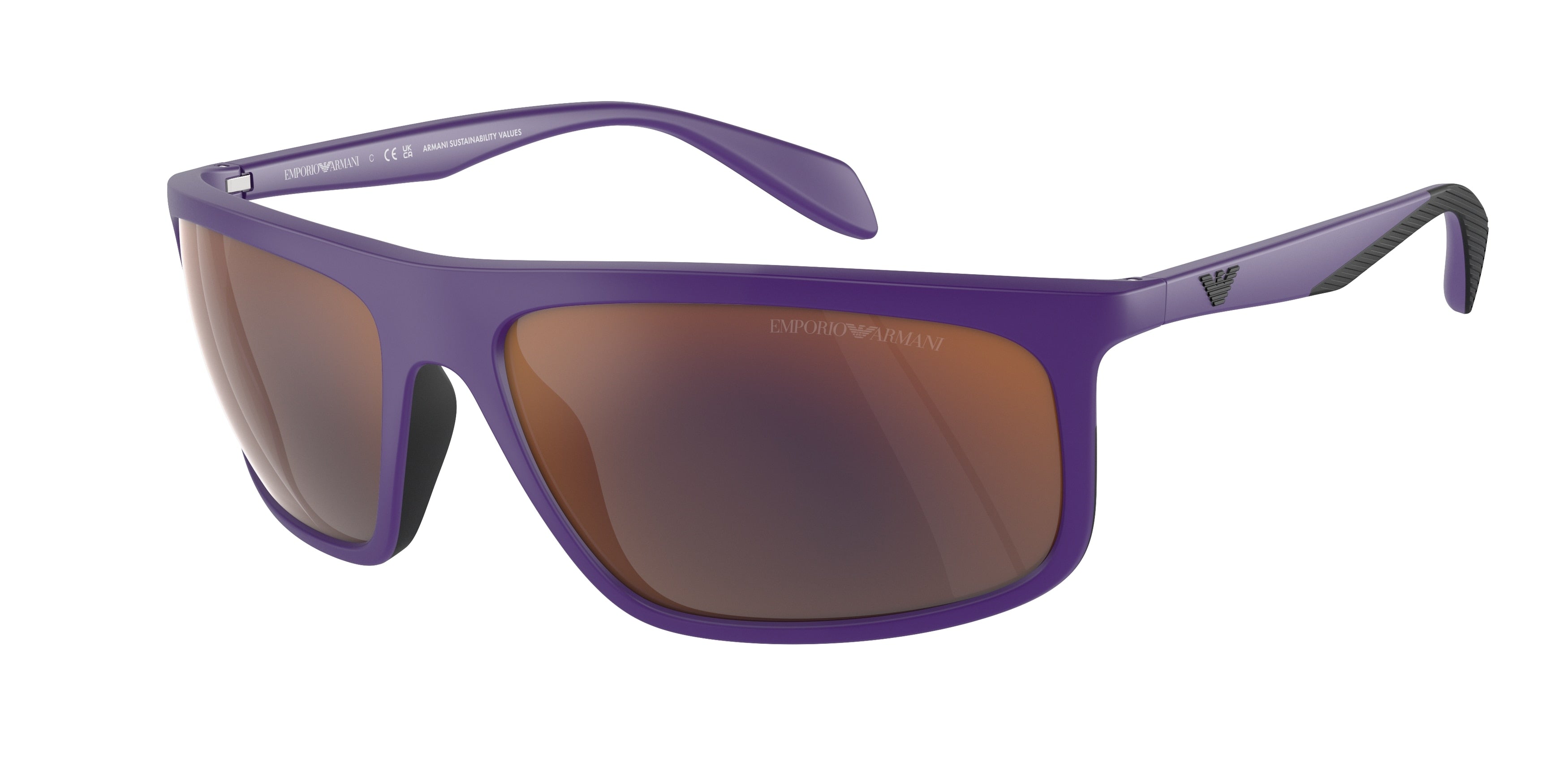 Emporio Armani EA4212U Pilot Sunglasses  52466Q-Matte Violet/Rubber Black 64-130-17 - Color Map Violet