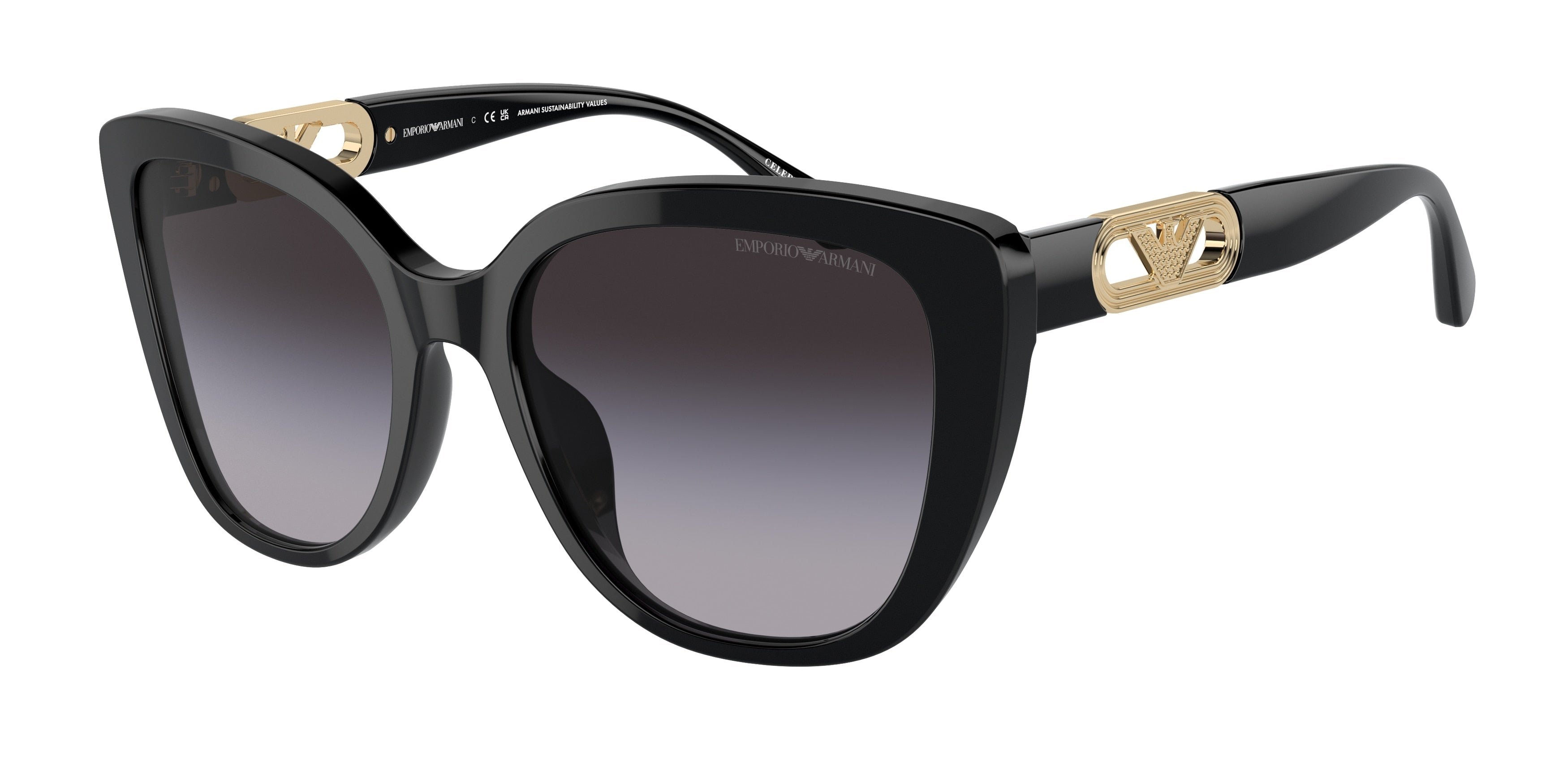 Emporio Armani EA4214U Butterfly Sunglasses  53788G-Shiny Black 54-140-18 - Color Map Black