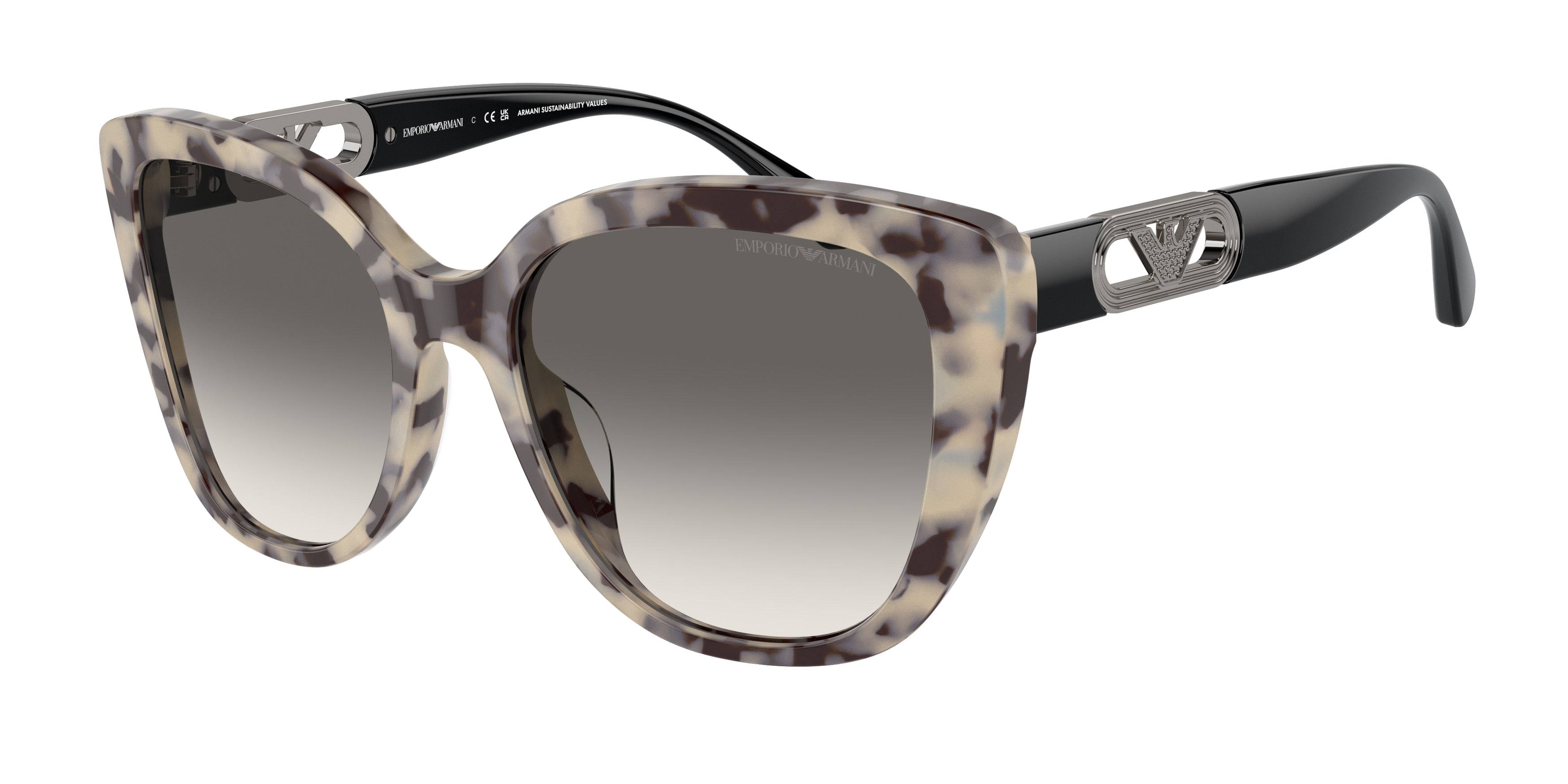 Emporio Armani EA4214U Butterfly Sunglasses  605811-Shiny Havana Cream 54-140-18 - Color Map Brown