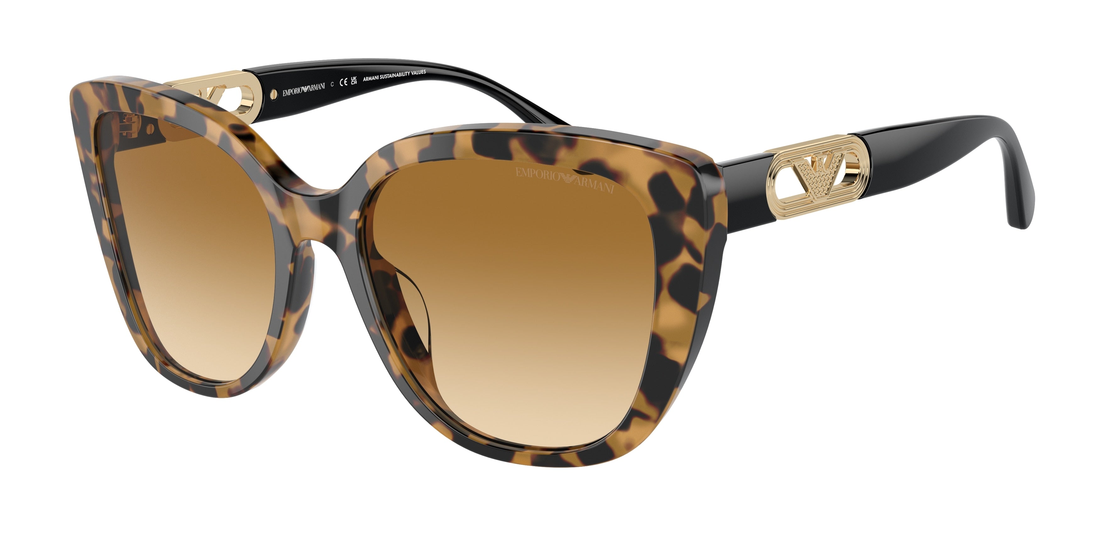 Emporio Armani EA4214U Butterfly Sunglasses  60593B-Shiny Havana Yellow 54-140-18 - Color Map Tortoise