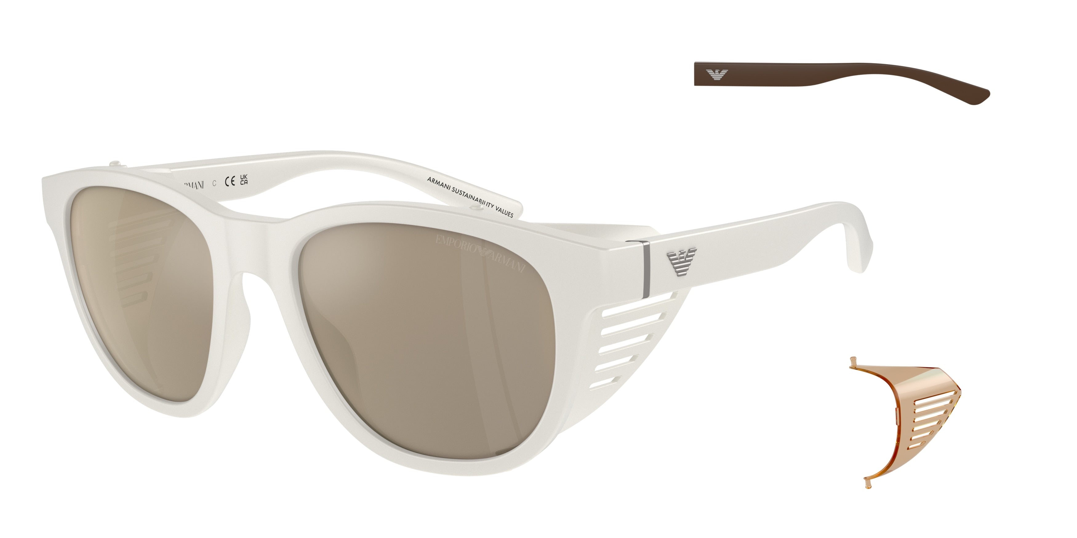 Emporio Armani EA4216U Pillow Sunglasses  53445A-Matte White 56-145-20 - Color Map White