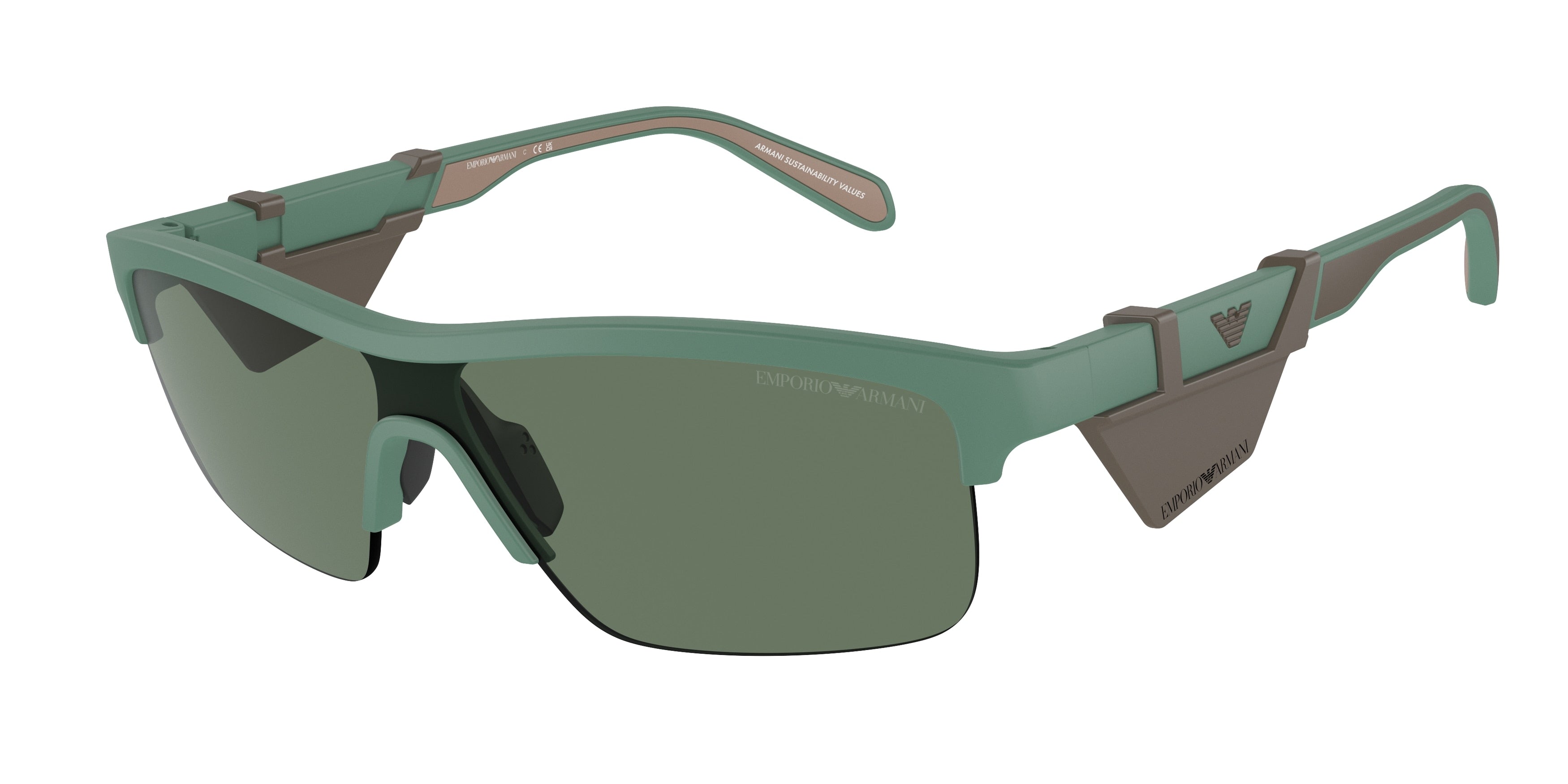 Emporio Armani EA4218 Irregular Sunglasses  610276-Matte Alpine Green 35-145-135 - Color Map Green