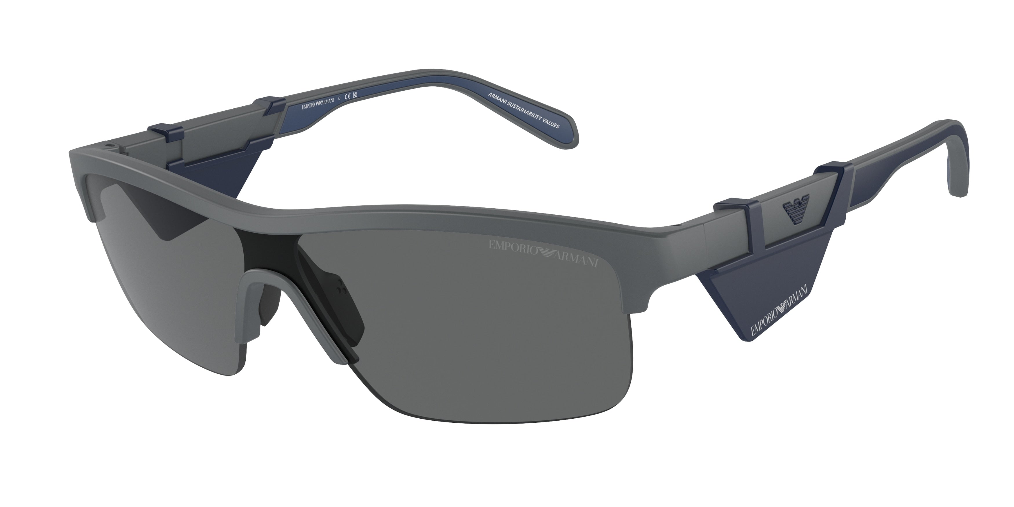 Emporio Armani EA4218 Irregular Sunglasses  610387-Matte Dark Grey 35-145-135 - Color Map Grey