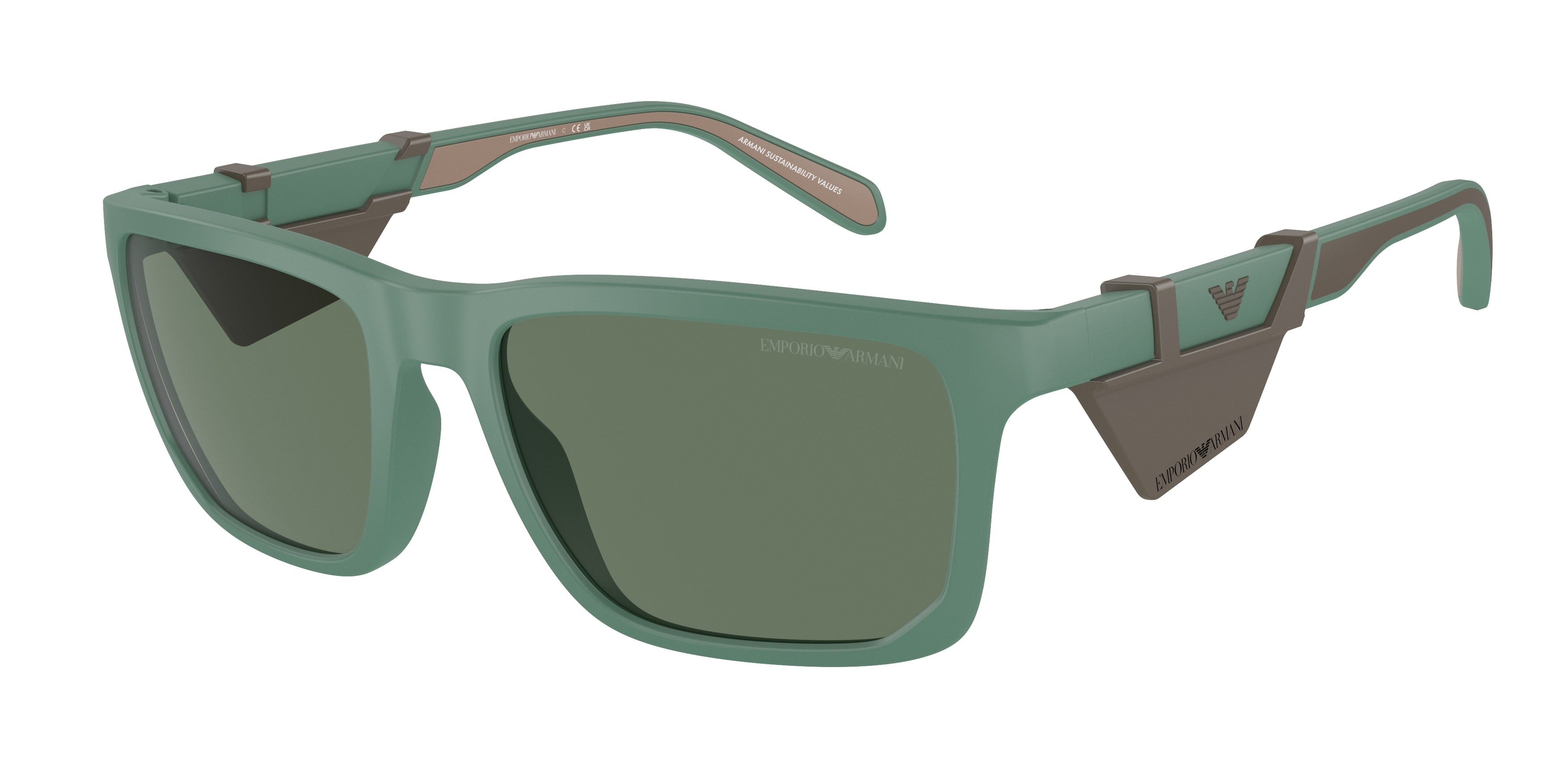 Emporio Armani EA4219F Rectangle Sunglasses  610276-Matte Alpine Green 58-145-18 - Color Map Green