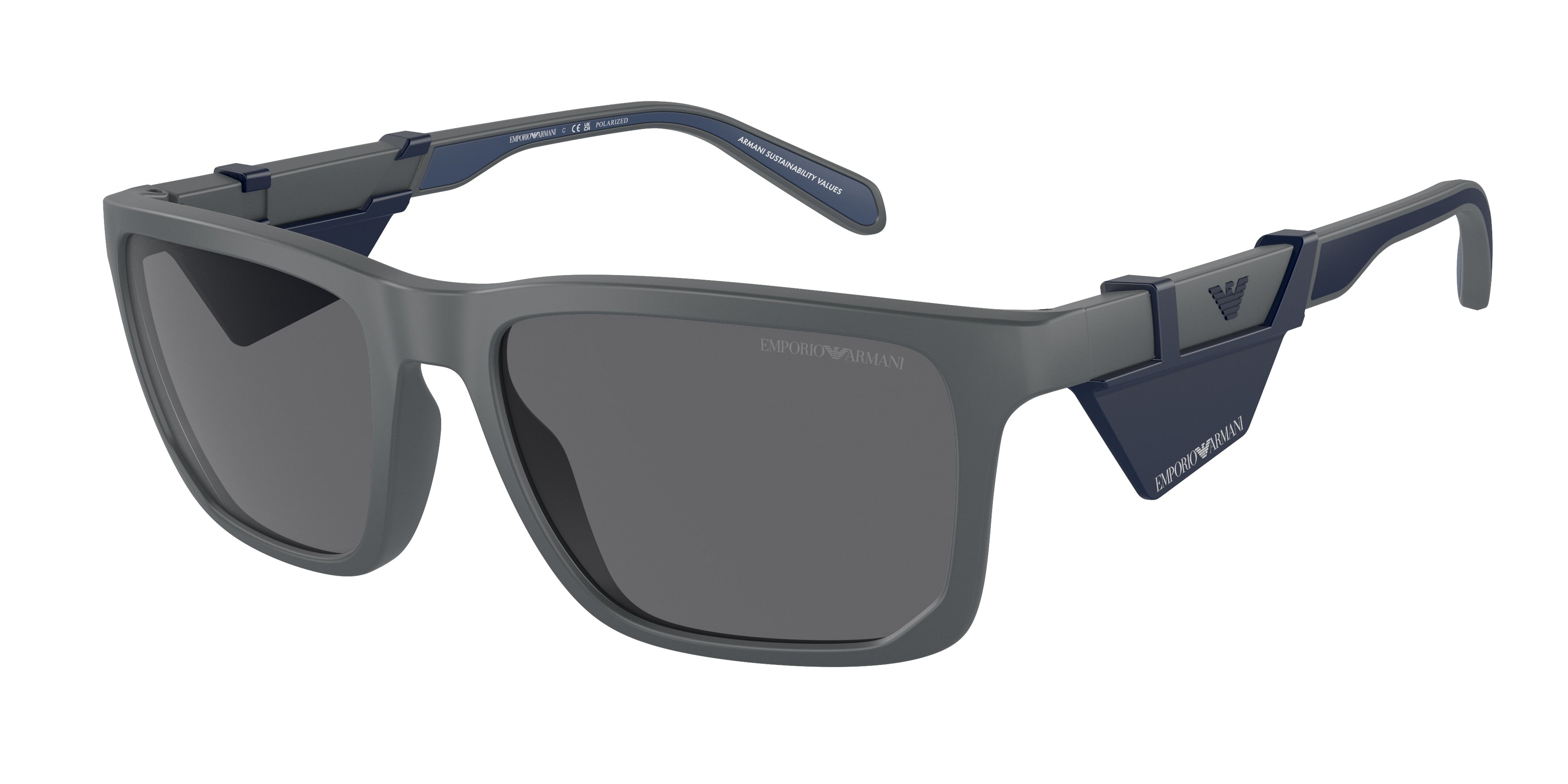 Emporio Armani EA4219F Rectangle Sunglasses  610387-Matte Dark Grey 58-145-18 - Color Map Grey