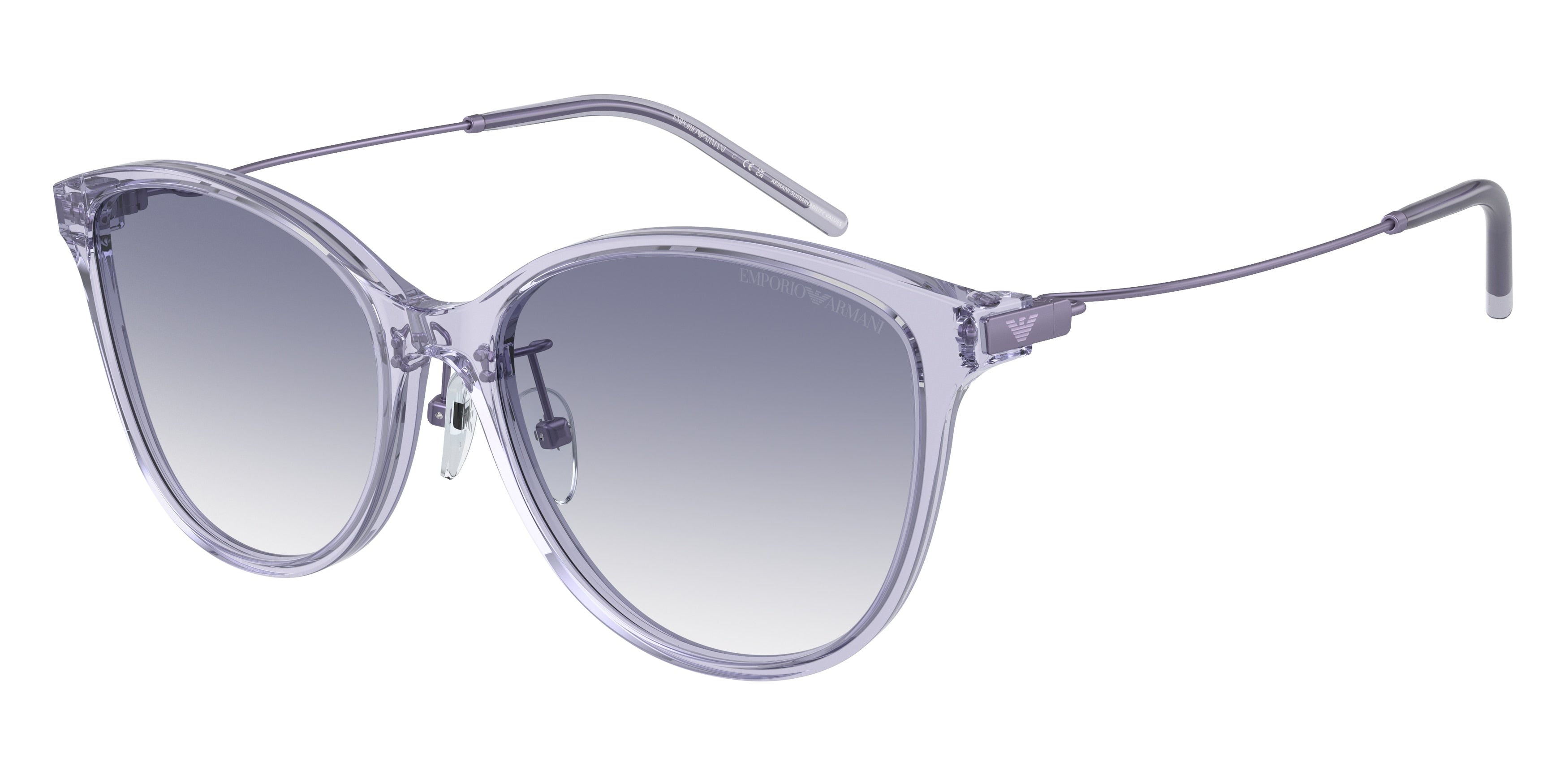 Emporio Armani EA4220F Cat Eye Sunglasses  611179-Shiny Transparent Lilac 56-145-17 - Color Map Violet