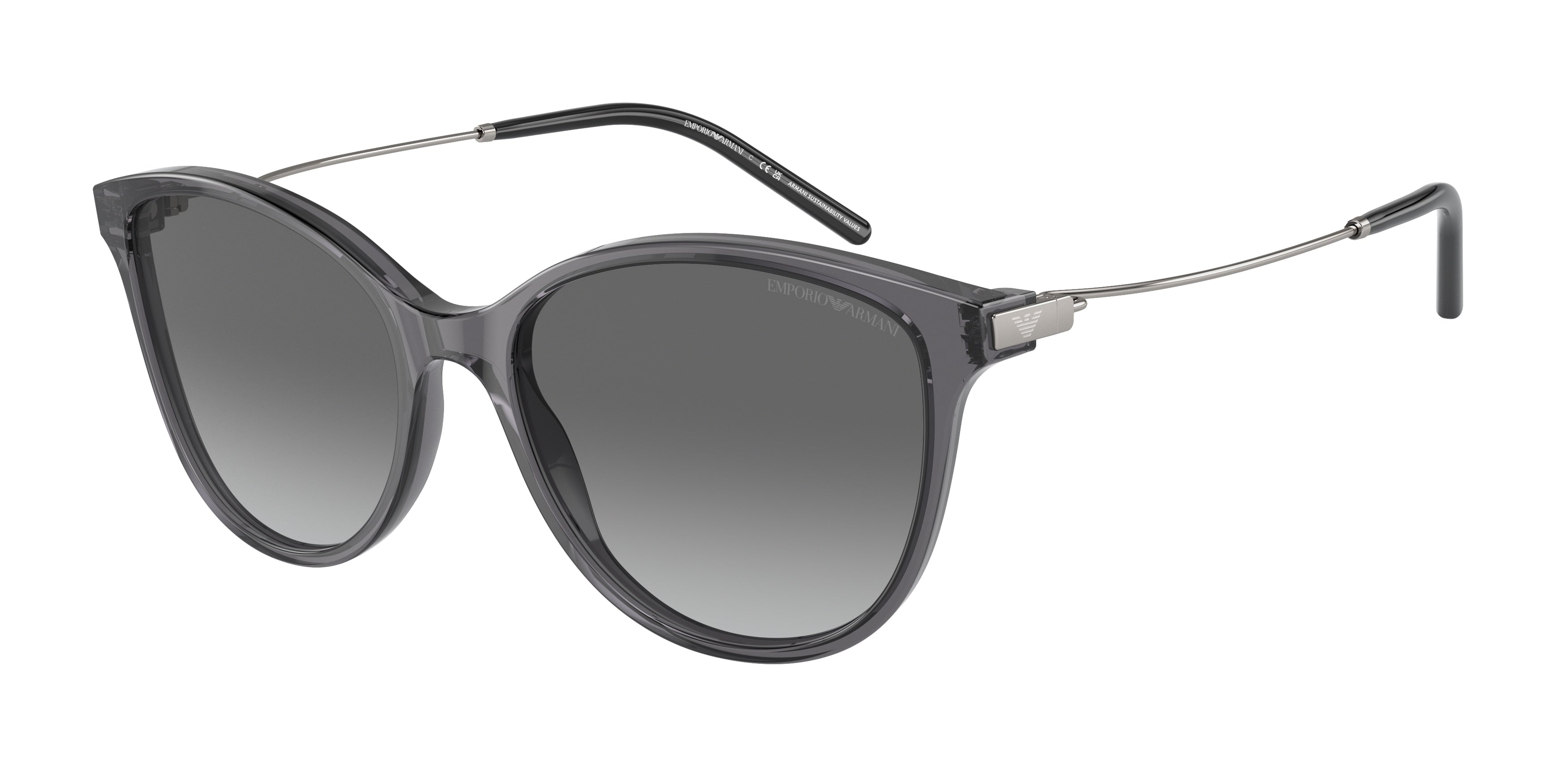 Emporio Armani EA4220 Cat Eye Sunglasses  610611-Shiny Transparent Black 54-140-17 - Color Map Grey