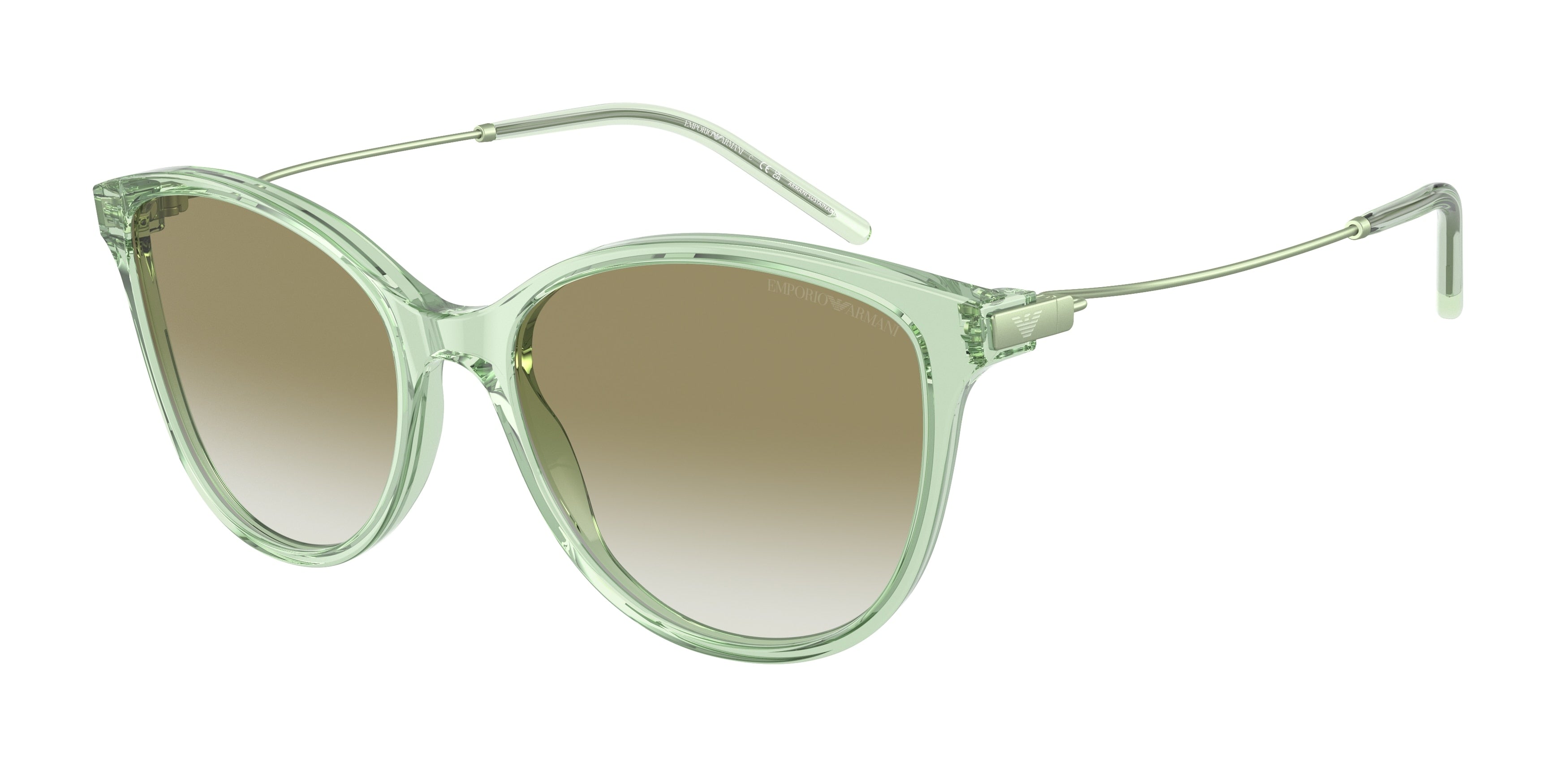 Emporio Armani EA4220 Cat Eye Sunglasses  61078E-Shiny Transparent Green 54-140-17 - Color Map Green