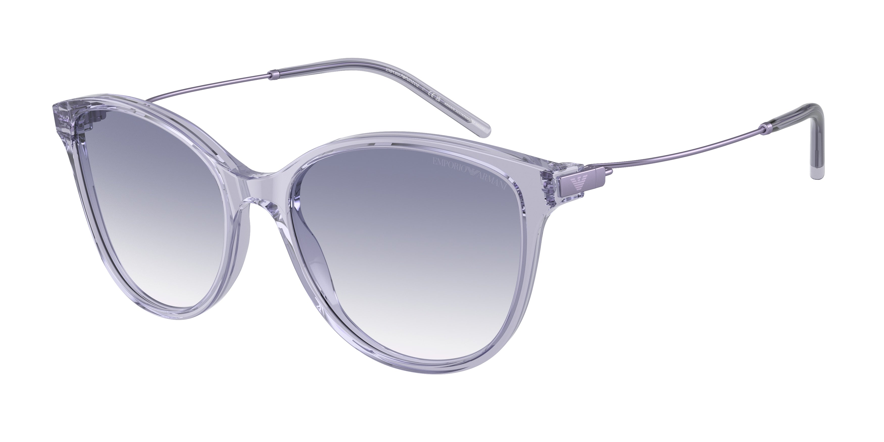 Emporio Armani EA4220 Cat Eye Sunglasses  611179-Shiny Transparent Lilac 54-140-17 - Color Map Violet