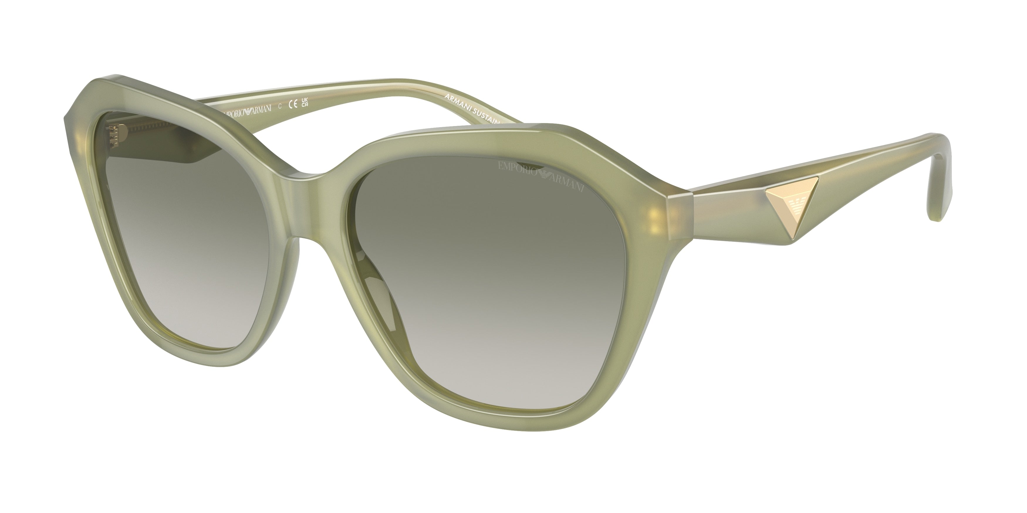 Emporio Armani EA4221F Irregular Sunglasses  61168E-Shiny Opaline Green 56-140-17 - Color Map Green