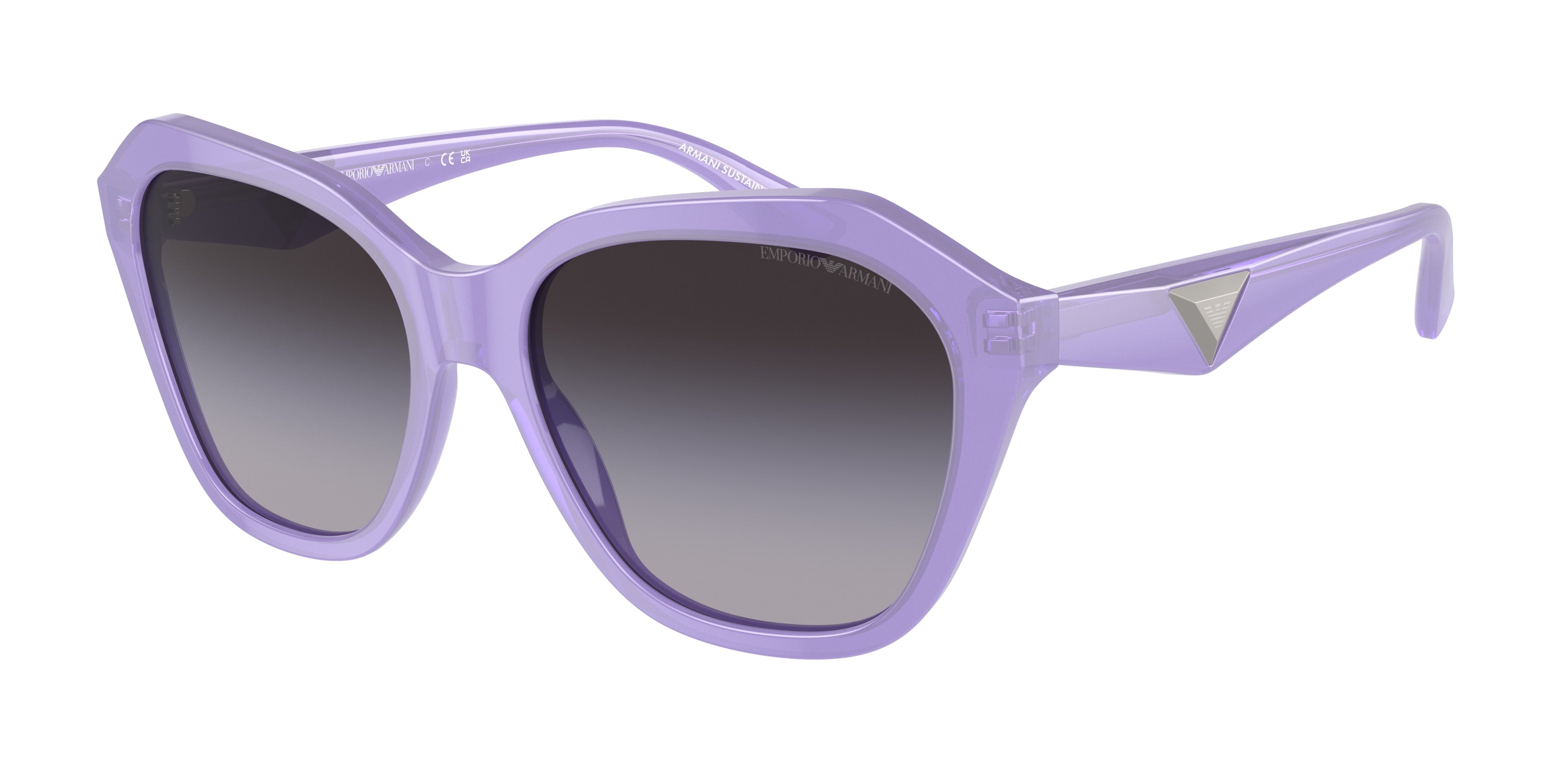 Emporio Armani EA4221F Irregular Sunglasses  61178G-Shiny Opaline Violet 56-140-17 - Color Map Violet