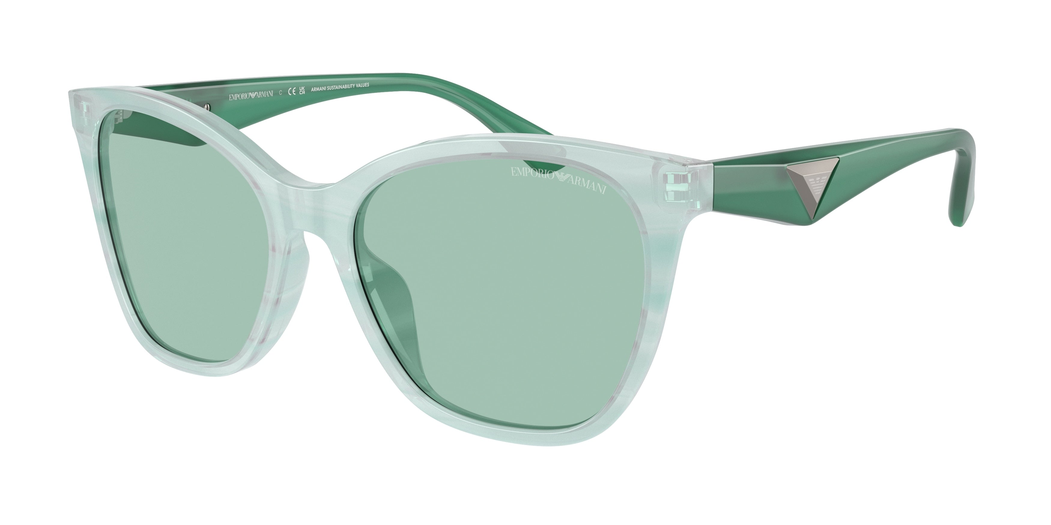 Emporio Armani EA4222U Butterfly Sunglasses  611271-Shiny Striped Green 56-140-18 - Color Map Green