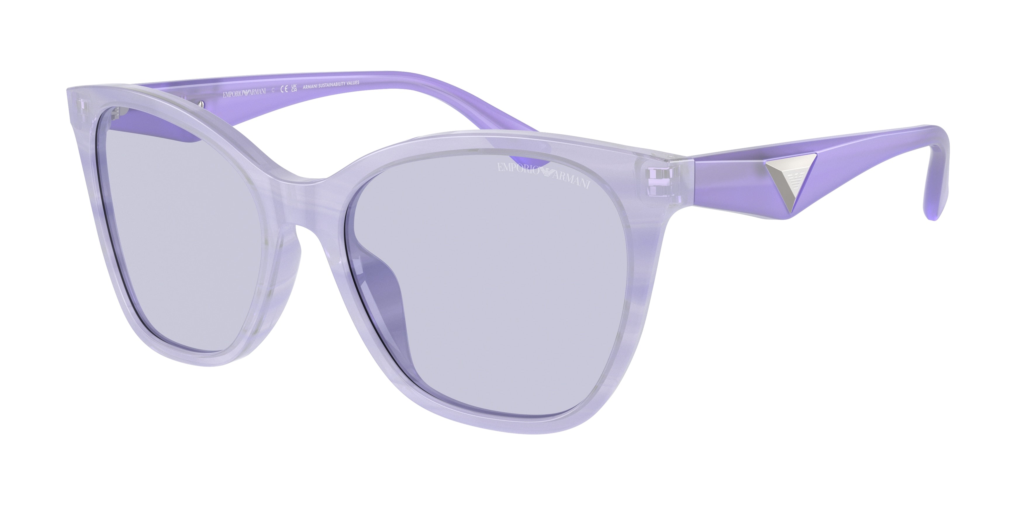 Emporio Armani EA4222U Butterfly Sunglasses  61131A-Shiny Striped Lilac 56-140-18 - Color Map Violet