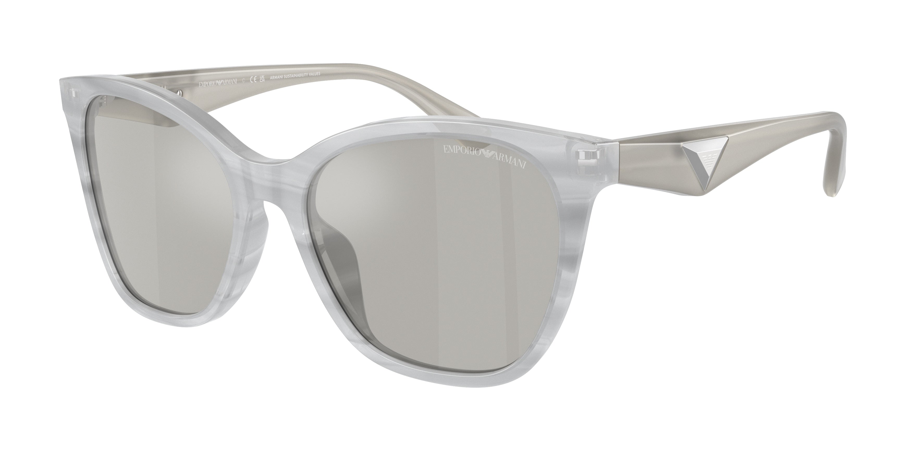 Emporio Armani EA4222U Butterfly Sunglasses  611487-Shiny Striped Grey 56-140-18 - Color Map Grey