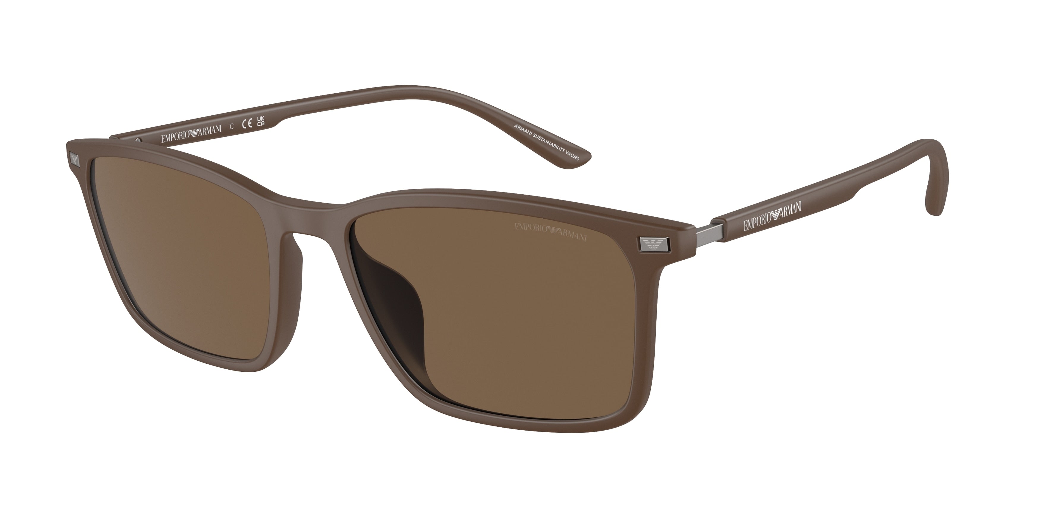 Emporio Armani EA4223U Rectangle Sunglasses  610573-Matte Brown 56-145-18 - Color Map Brown