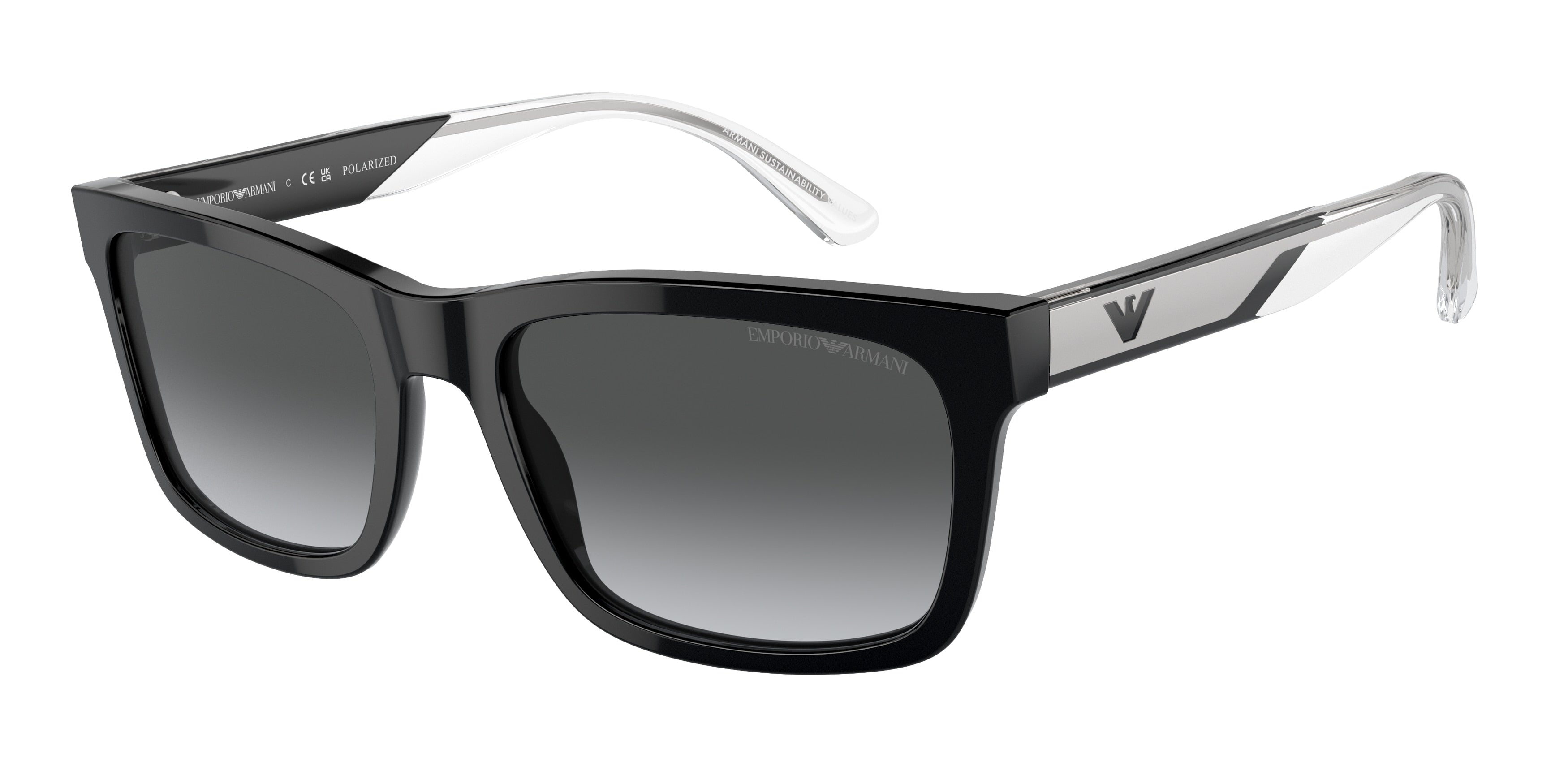 Emporio Armani EA4224 Rectangle Sunglasses  5017T3-Shiny Black 57-145-19 - Color Map Black