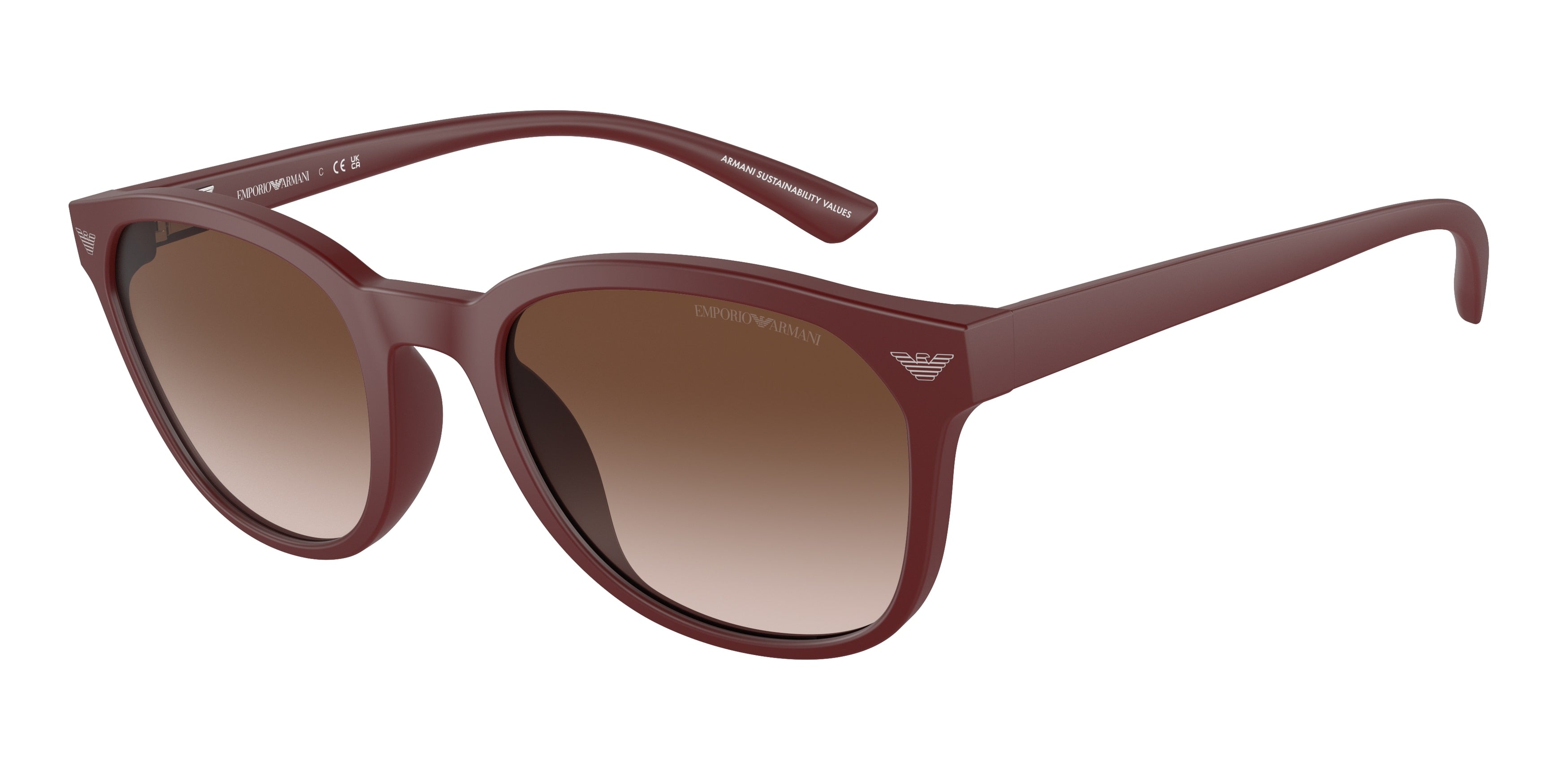 Emporio Armani EA4225U Phantos Sunglasses  610113-Matte Bordeaux 53-145-20 - Color Map Red