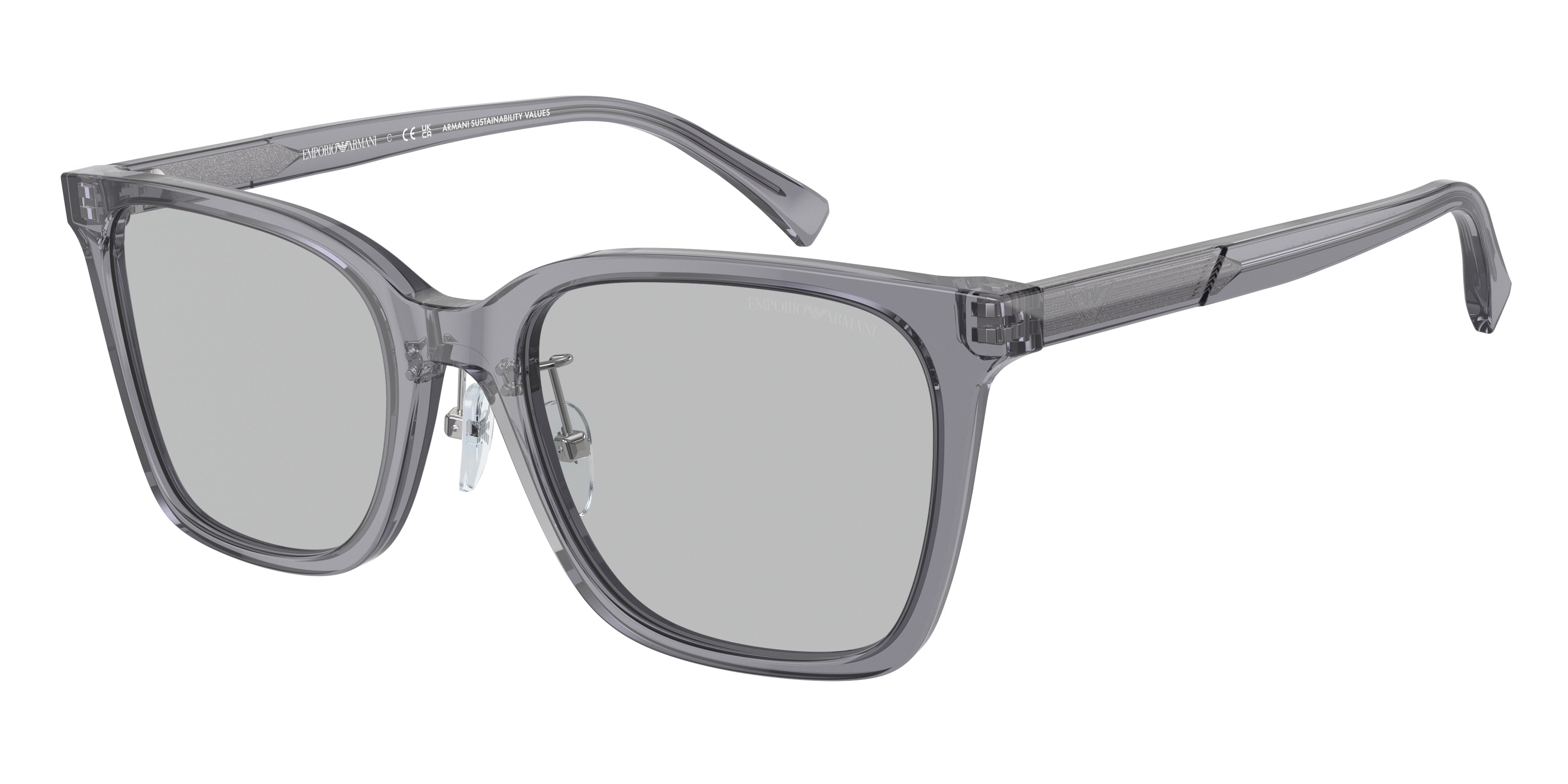 Emporio Armani EA4226D Square Sunglasses  502987-Shiny Transparent Grey 55-145-20 - Color Map Grey