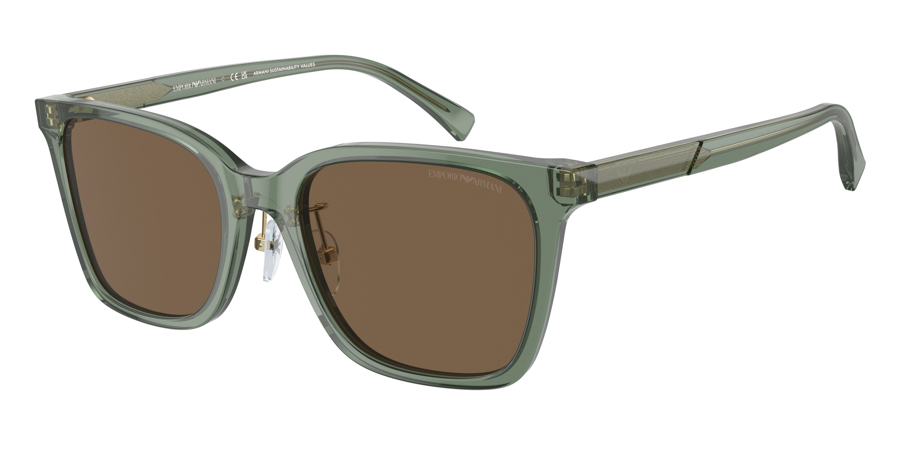 Emporio Armani EA4226D Square Sunglasses  536273-Shiny Transparent Green 55-145-20 - Color Map Green