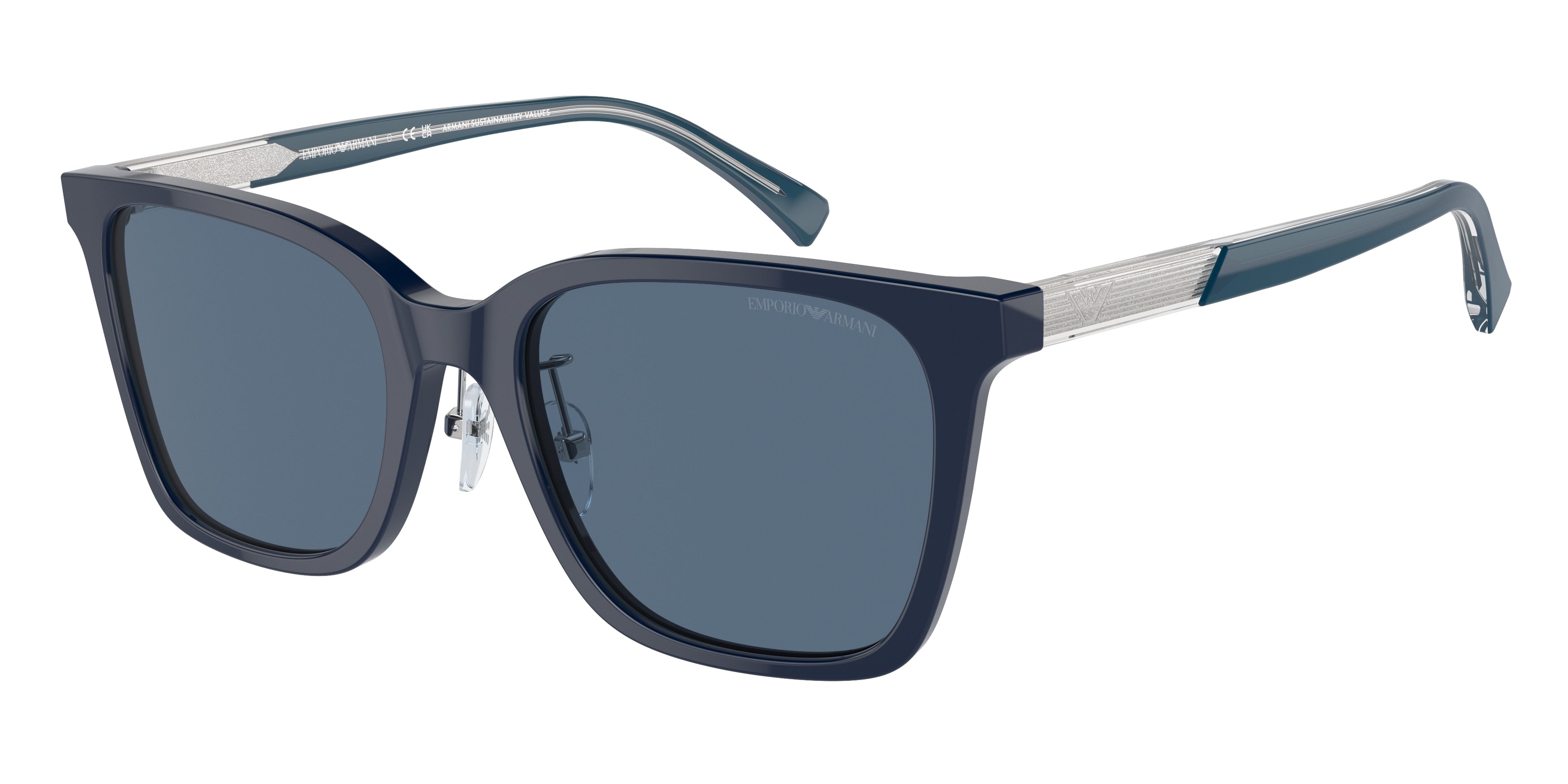 Emporio Armani EA4226D Square Sunglasses  603980-Shiny Blue 55-145-20 - Color Map Blue