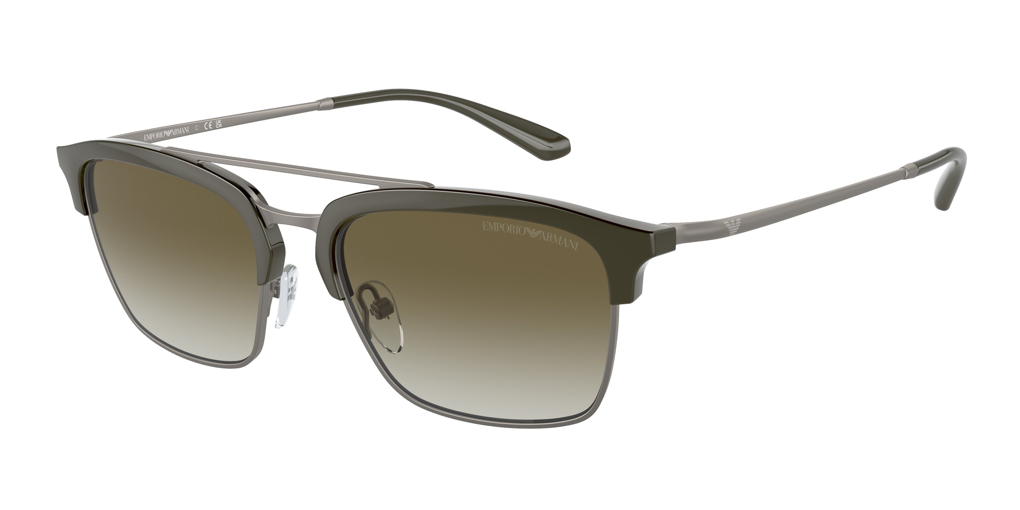 Emporio Armani EA4228 Pilot Sunglasses  30038E-Shiny Green/Matte Gunmetal 55-145-18 - Color Map Green