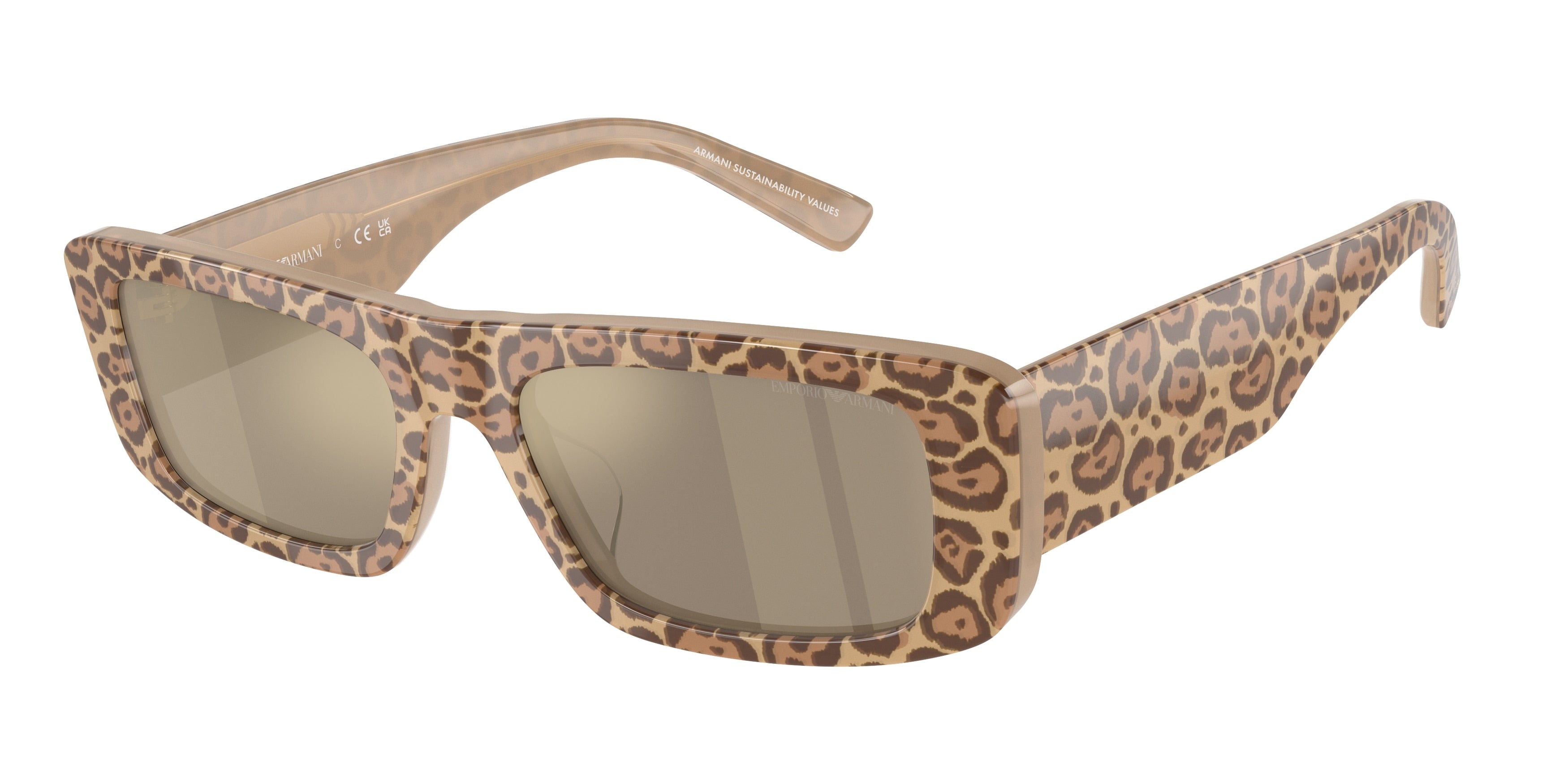 Emporio Armani EA4229U Rectangle Sunglasses  61195A-Leopard 55-145-18 - Color Map Brown