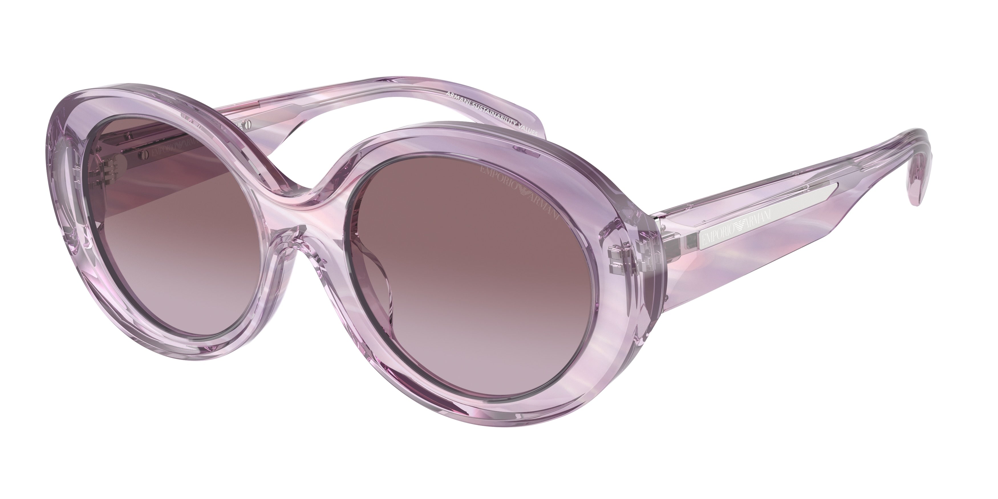 Emporio Armani EA4231U Oval Sunglasses  61558H-Striped Pink 53-140-20 - Color Map Pink