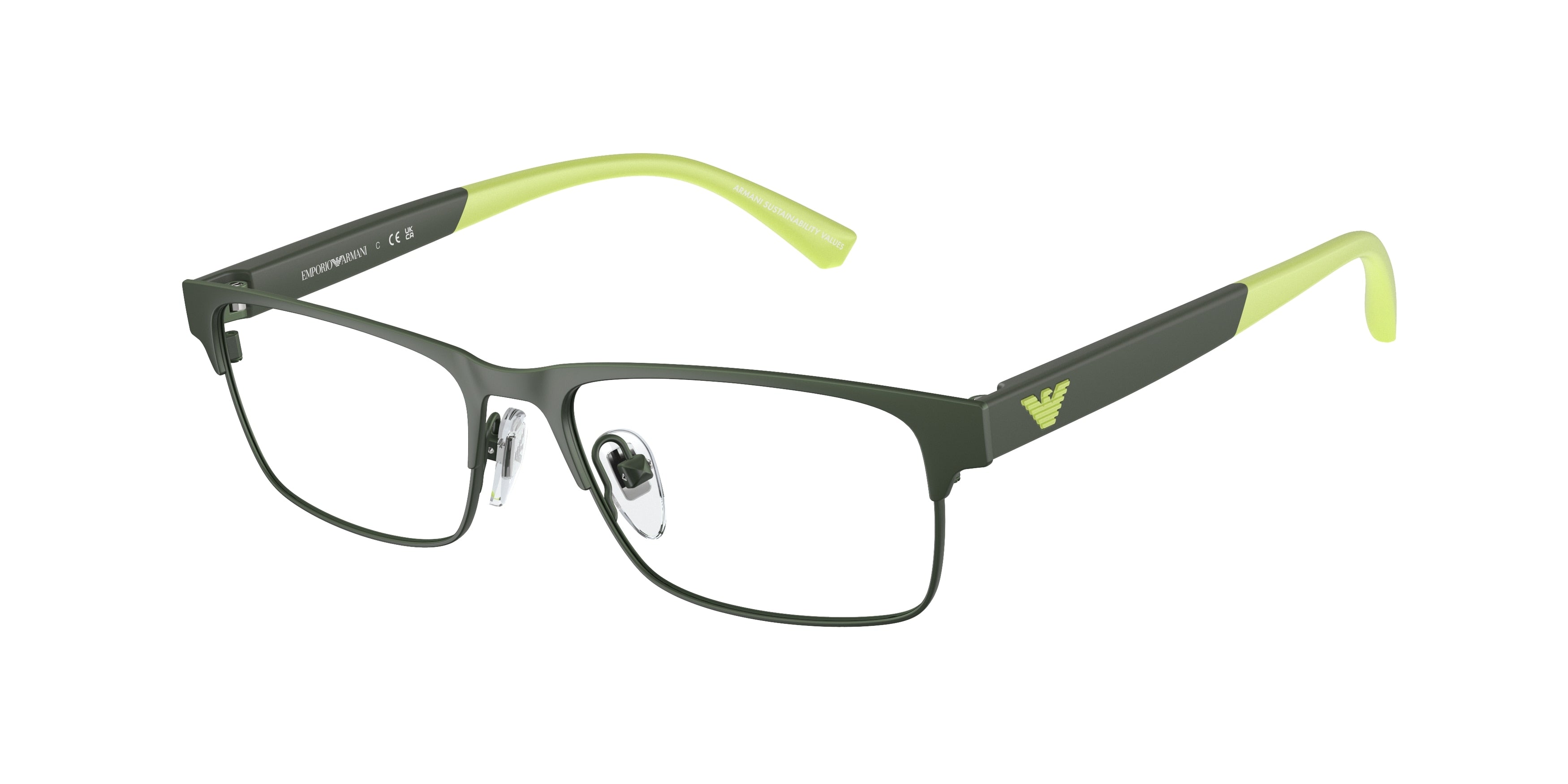 Emporio Armani Kids EK1001 Rectangle Eyeglasses  3017-Matte Green 49-125-15 - Color Map Green