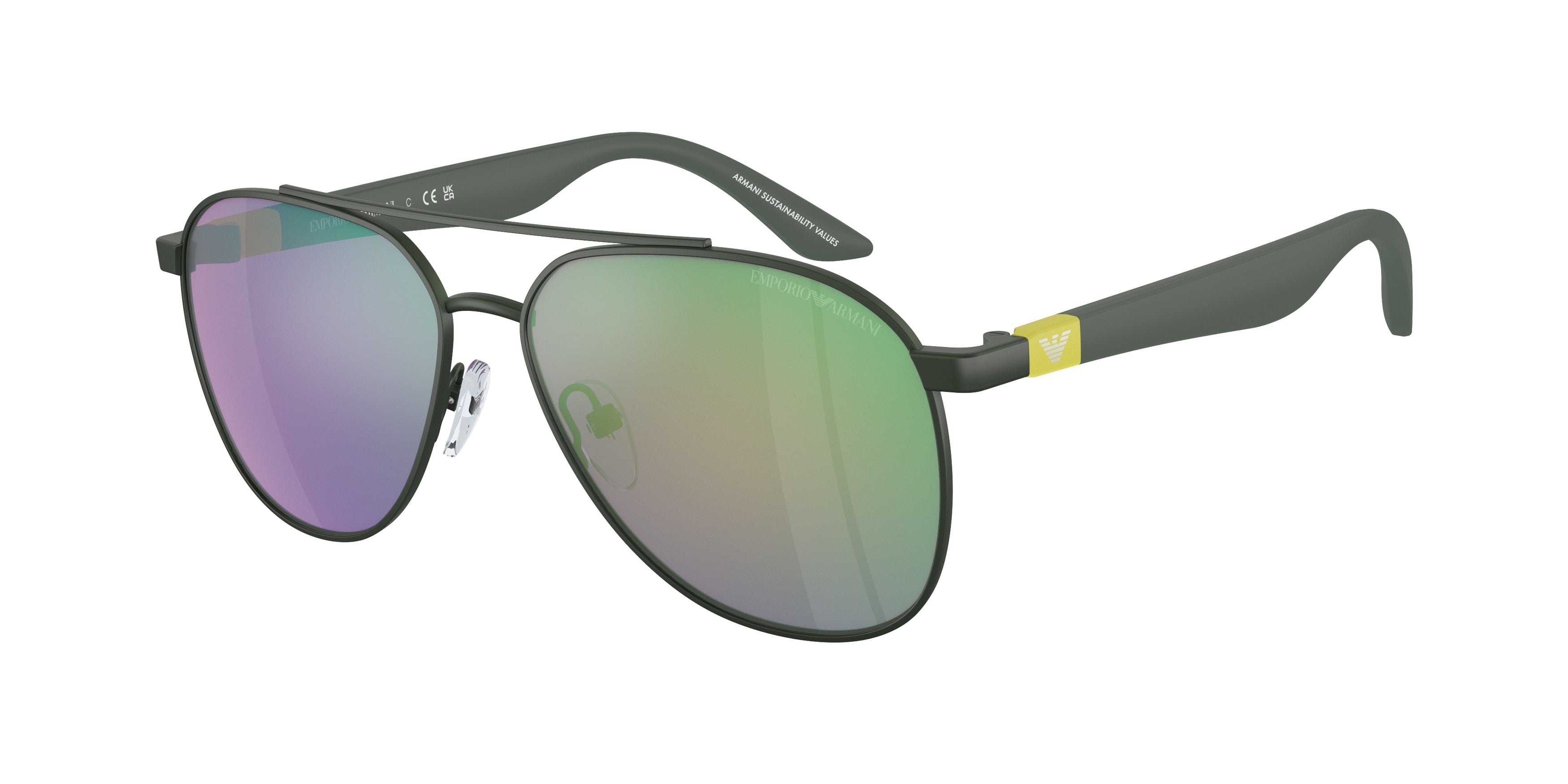 Emporio Armani Kids EK2001 Pilot Sunglasses  30173R-Matte Green 53-130-13 - Color Map Green