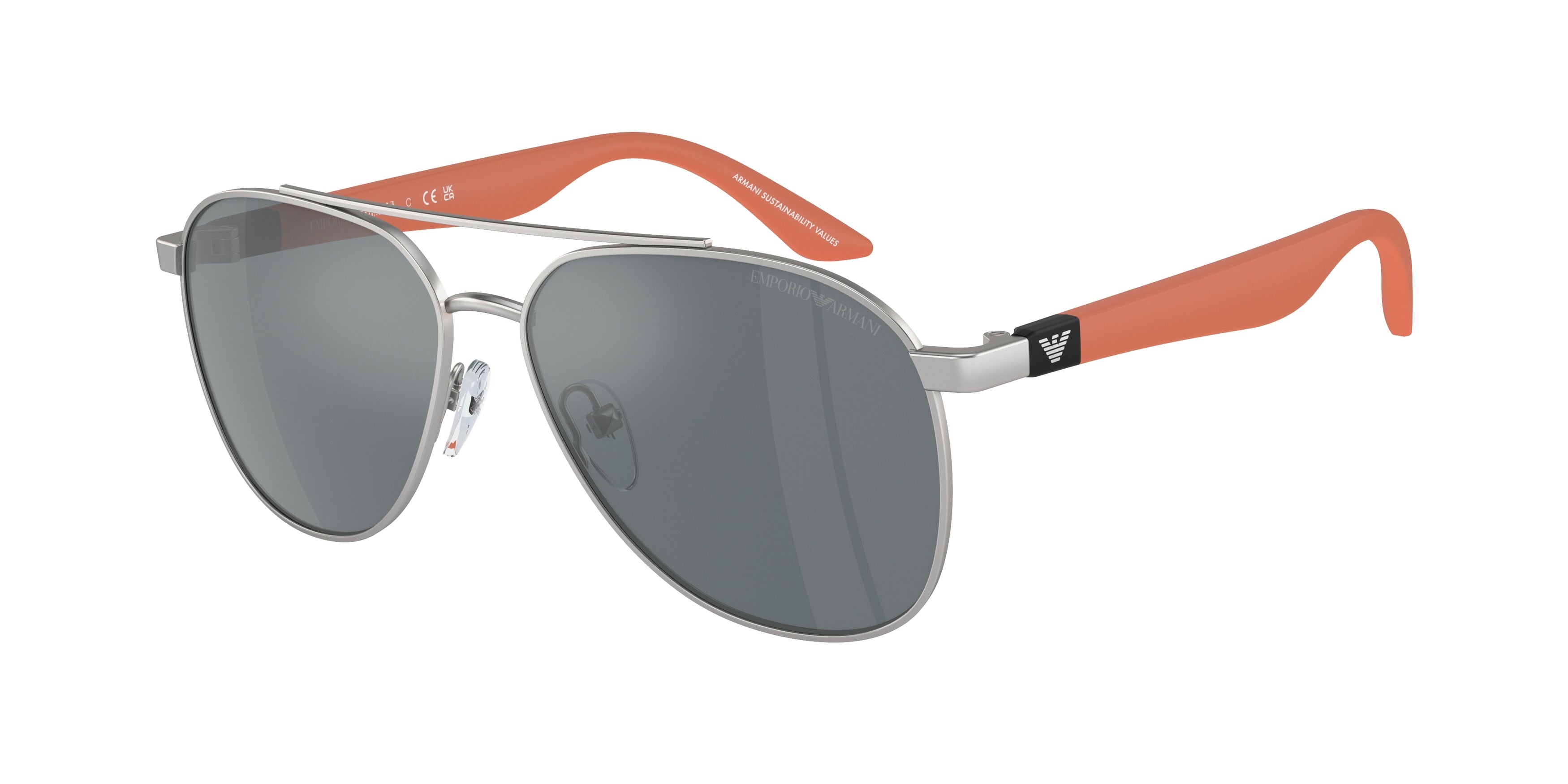 Emporio Armani Kids EK2001 Pilot Sunglasses  30456G-Matte Silver 53-130-13 - Color Map Silver