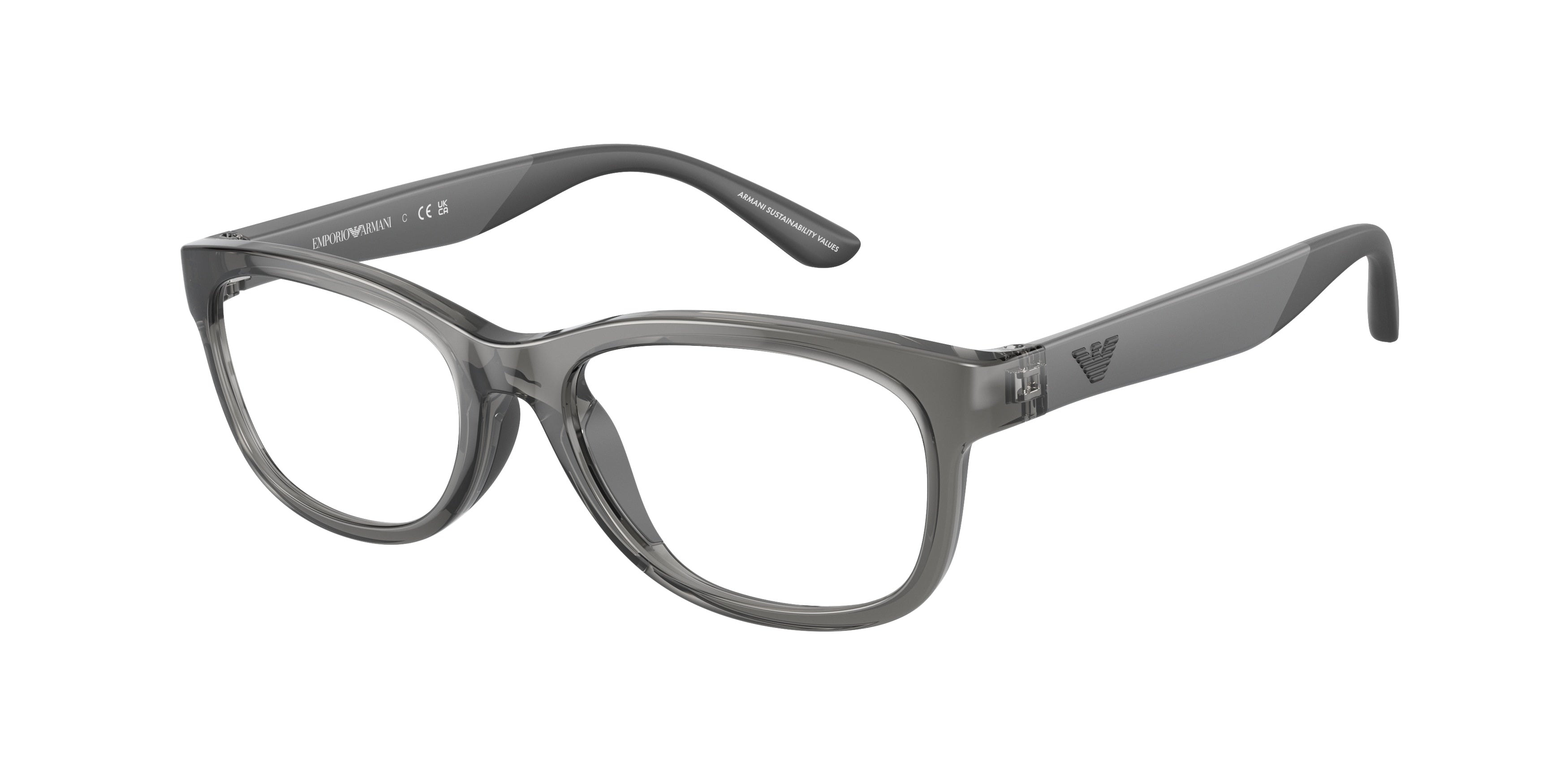 Emporio Armani Kids EK3001F Pillow Eyeglasses  5215-Shiny Transparent Grey 49-125-16 - Color Map Grey