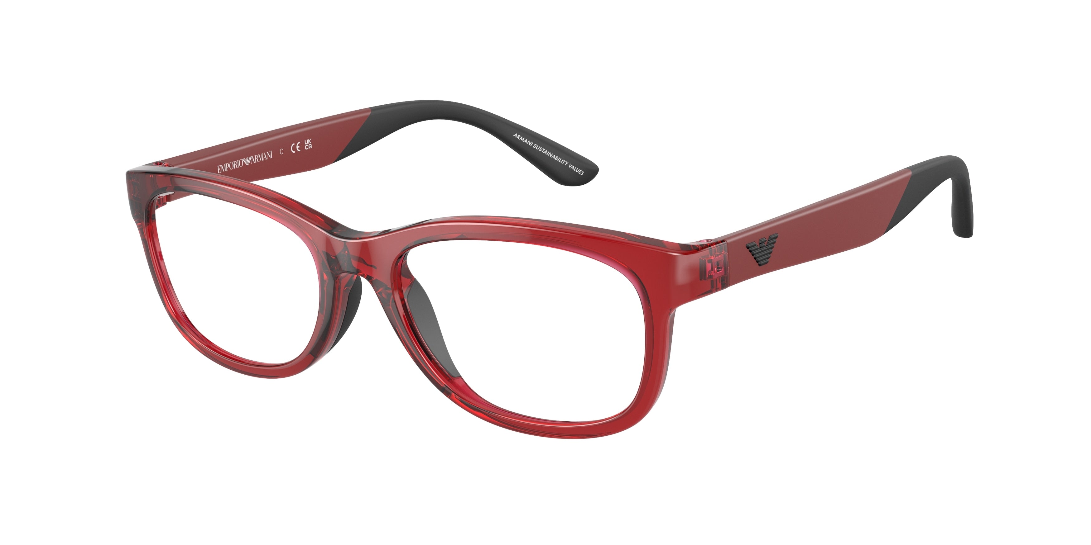 Emporio Armani Kids EK3001F Pillow Eyeglasses  5440-Shiny Transparent Red 49-125-16 - Color Map Red