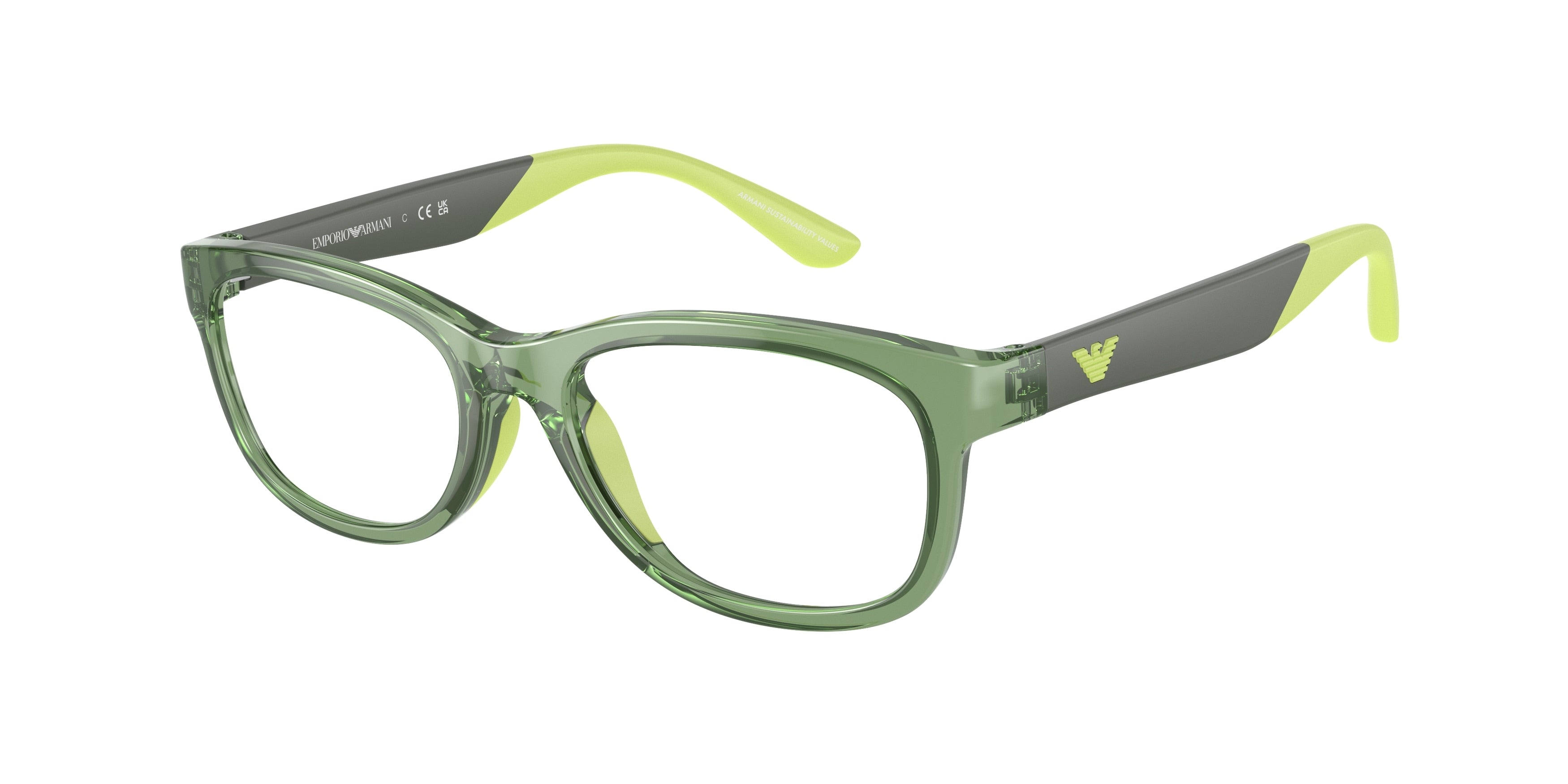 Emporio Armani Kids EK3001 Pillow Eyeglasses  5359-Shiny Transparent Green 49-125-16 - Color Map Green