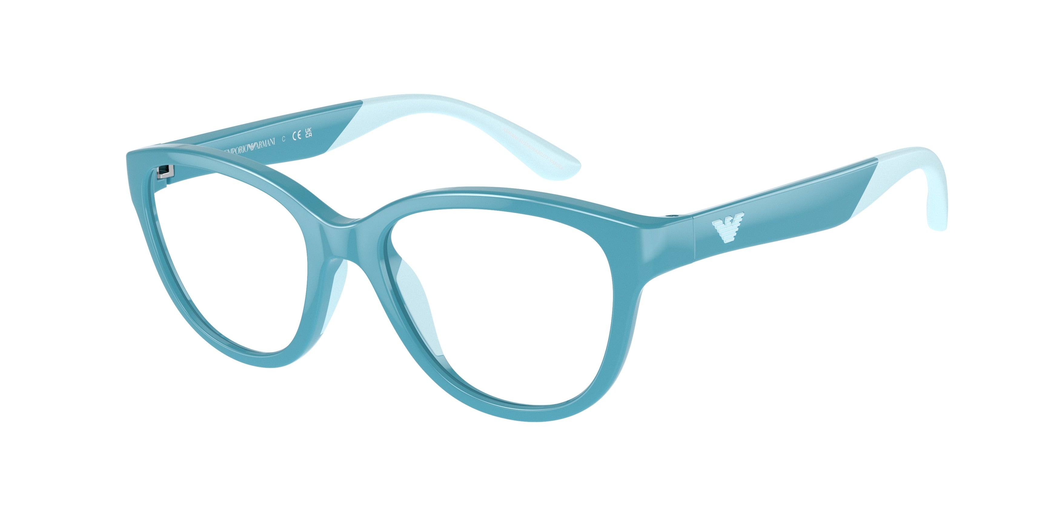 Emporio Armani Kids EK3002F Cat Eye Eyeglasses  6015-Shiny Torquese 47-125-16 - Color Map Blue