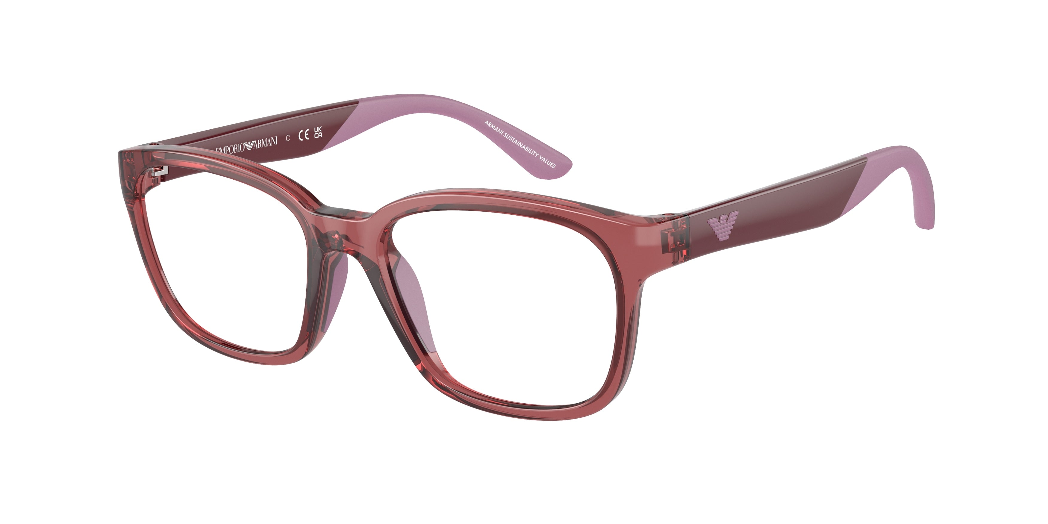 Emporio Armani Kids EK3003 Pillow Eyeglasses  5075-Shiny Transparent Red 49-125-16 - Color Map Red