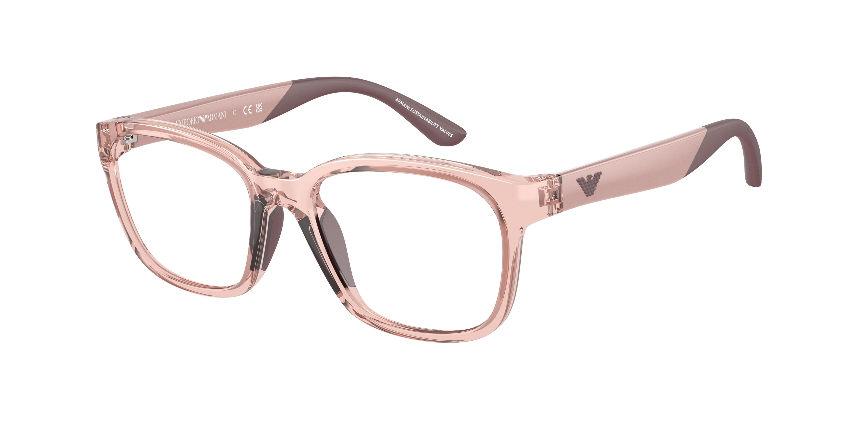 Emporio Armani Kids EK3003 Pillow Eyeglasses  5544-Shiny Transparent Pink 49-125-16 - Color Map Pink