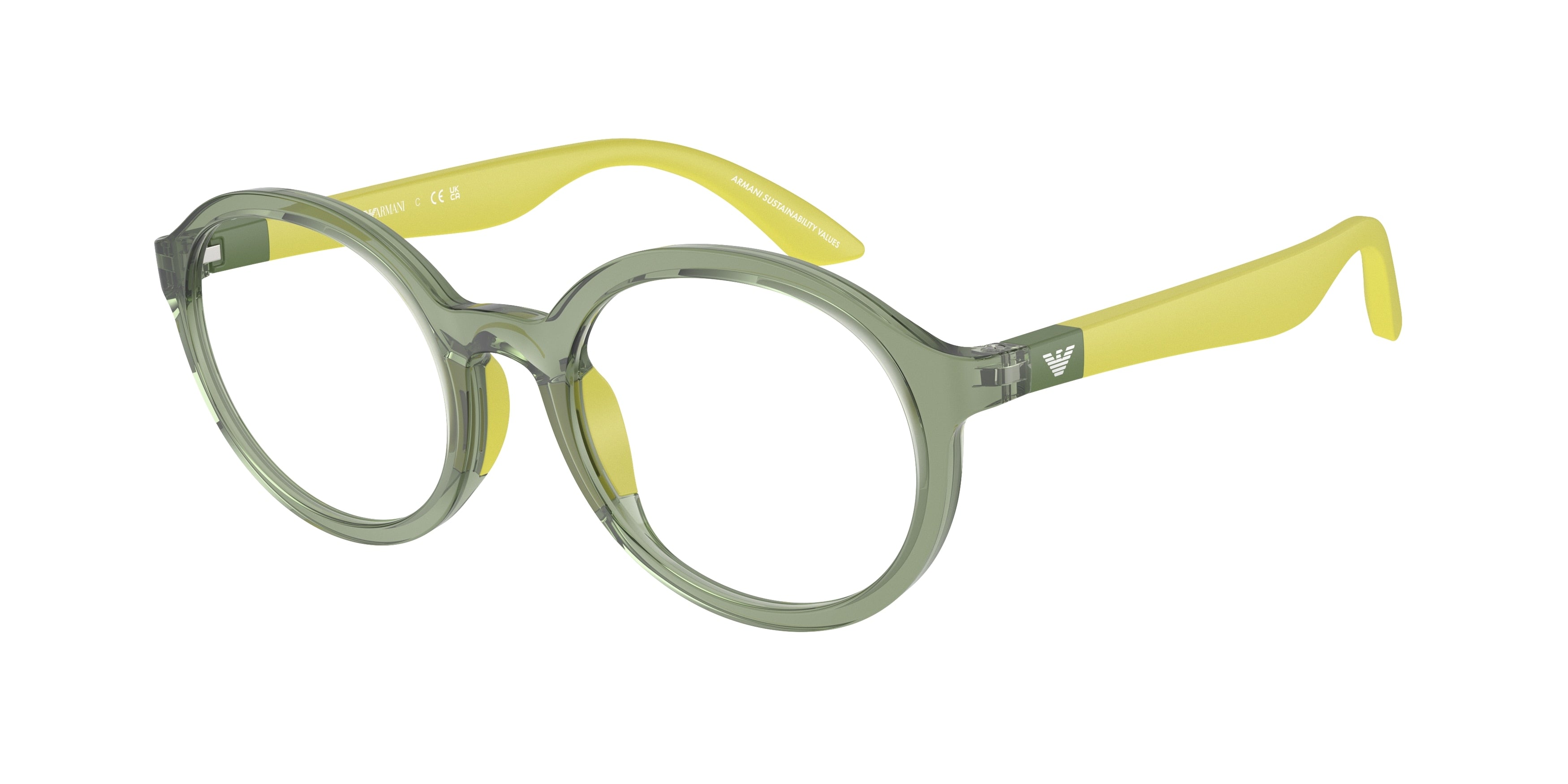 Emporio Armani Kids EK3005F Round Eyeglasses  5359-Shiny Transparent Green 48-130-19 - Color Map Green