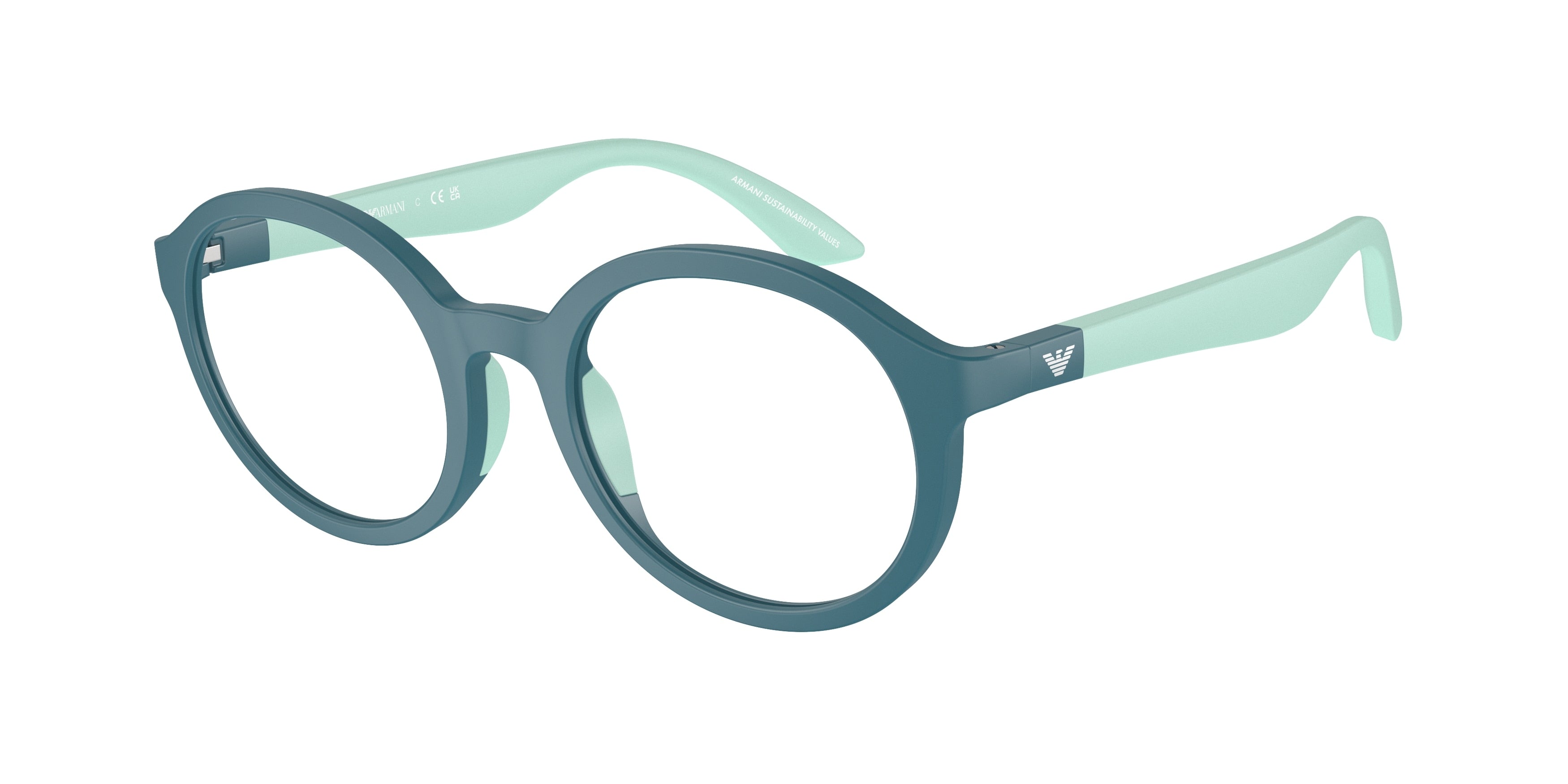 Emporio Armani Kids EK3005 Round Eyeglasses  6123-Matte Petroleum 48-130-19 - Color Map Green