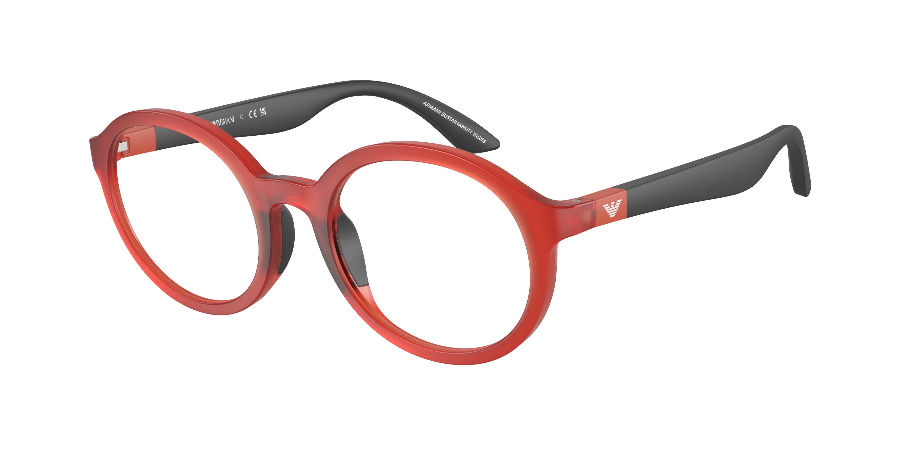 Emporio Armani Kids EK3005 Round Eyeglasses  6128-Opaline Red 48-130-19 - Color Map Red