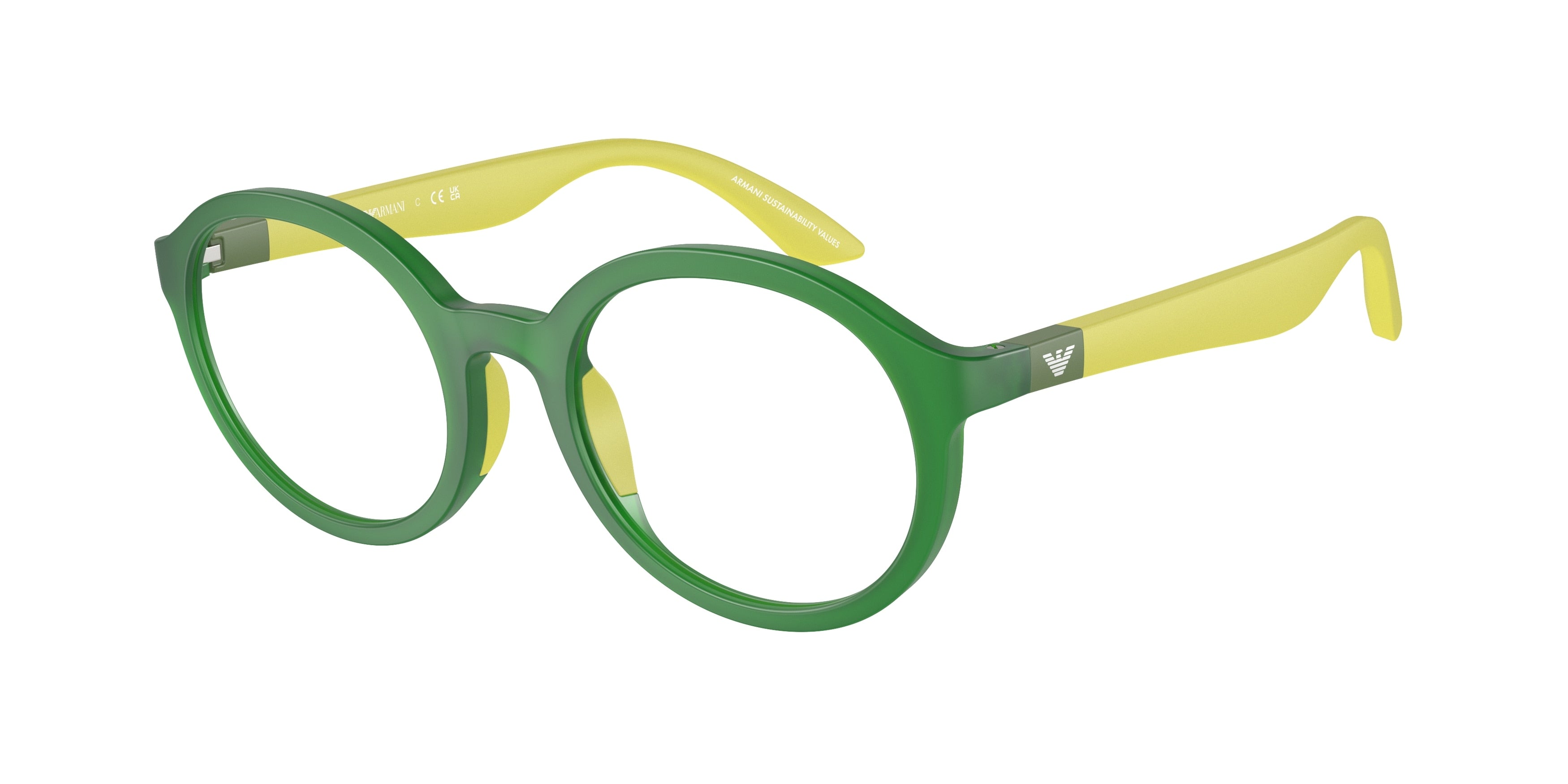 Emporio Armani Kids EK3005 Round Eyeglasses  6129-Opaline Green 48-130-19 - Color Map Green