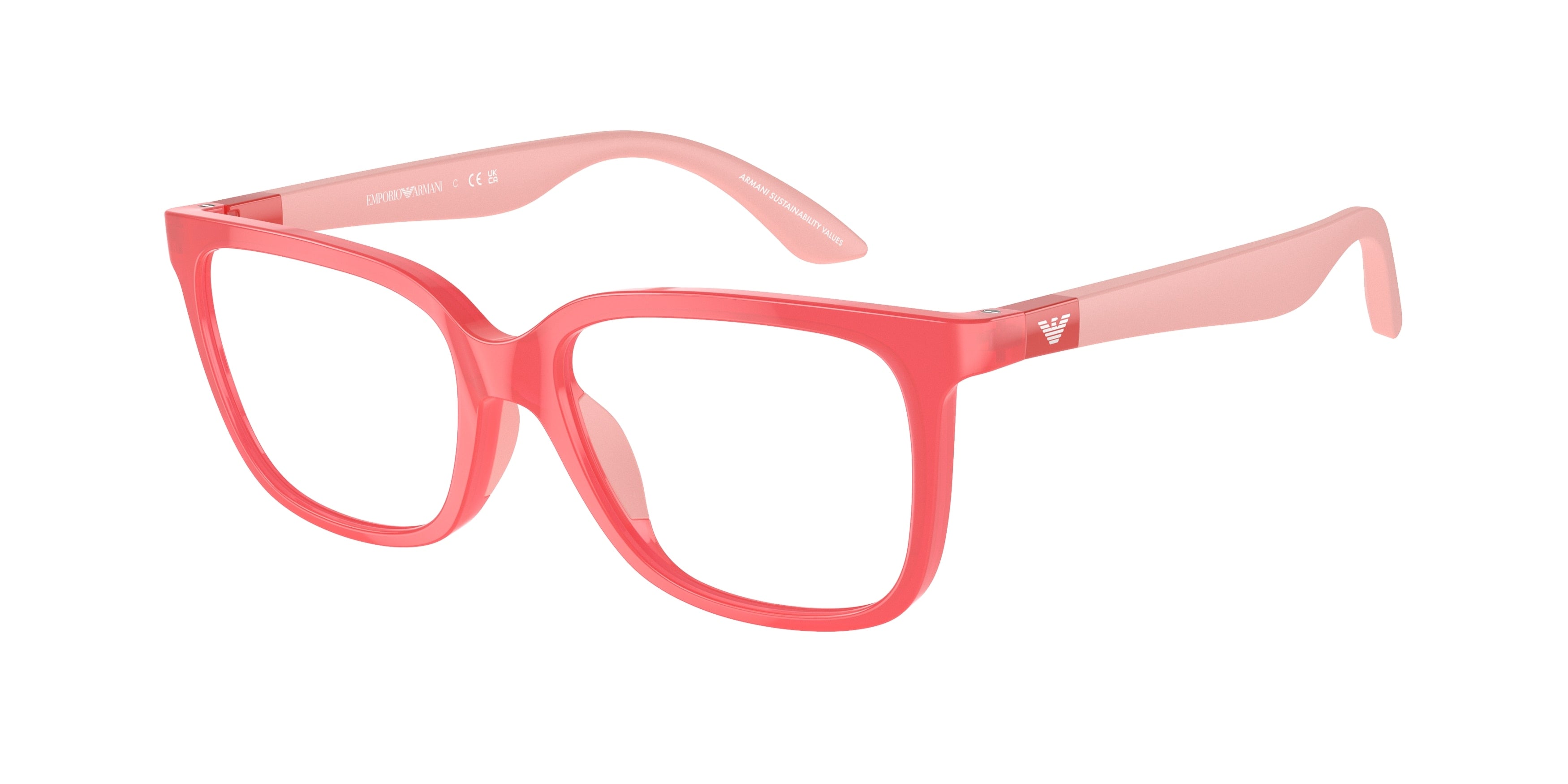 Emporio Armani Kids EK3006 Pillow Eyeglasses  6135-Opaline Coral 49-130-15 - Color Map Red