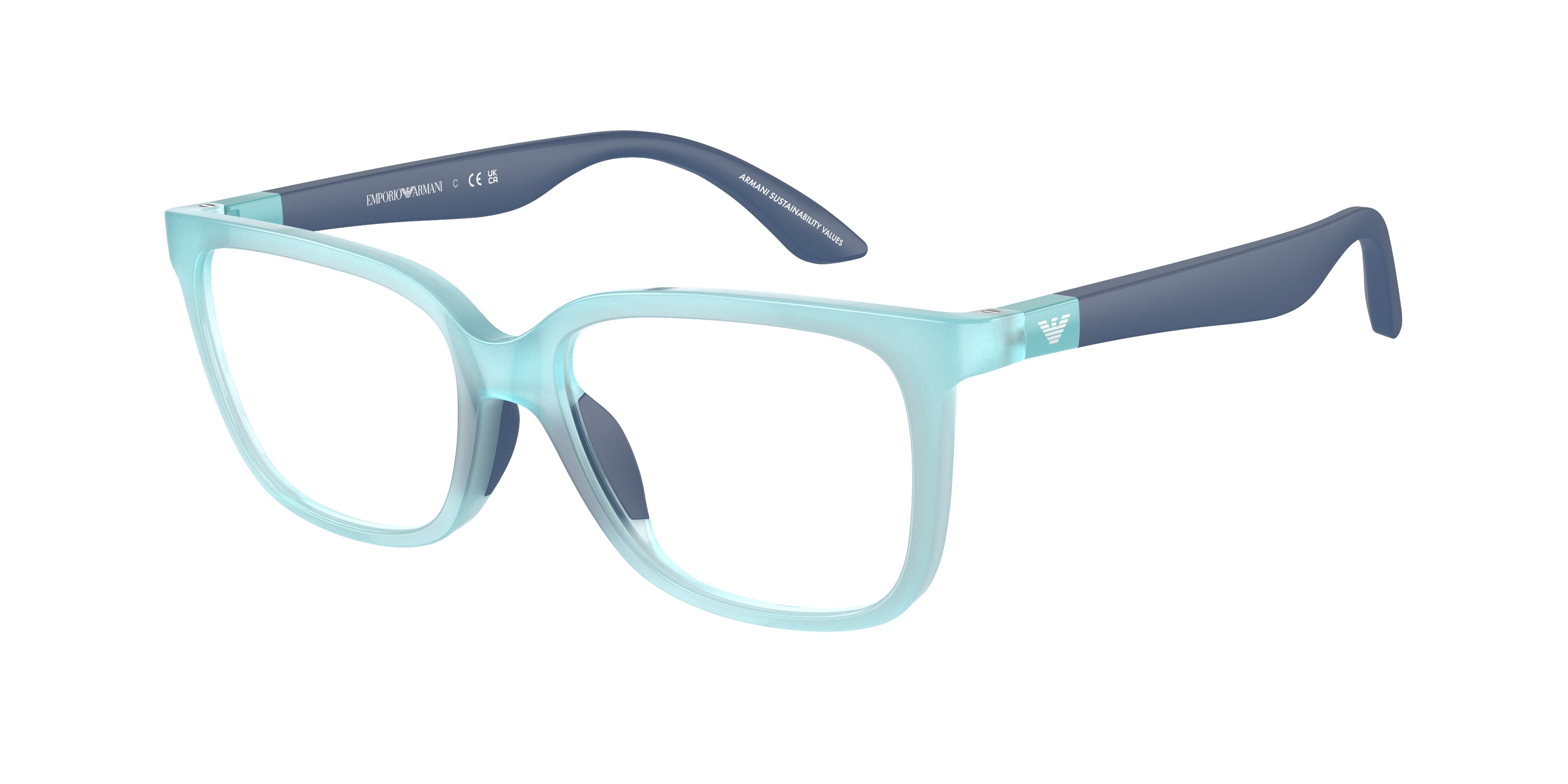 Emporio Armani Kids EK3006 Pillow Eyeglasses  6137-Opaline Azure 49-130-15 - Color Map Blue