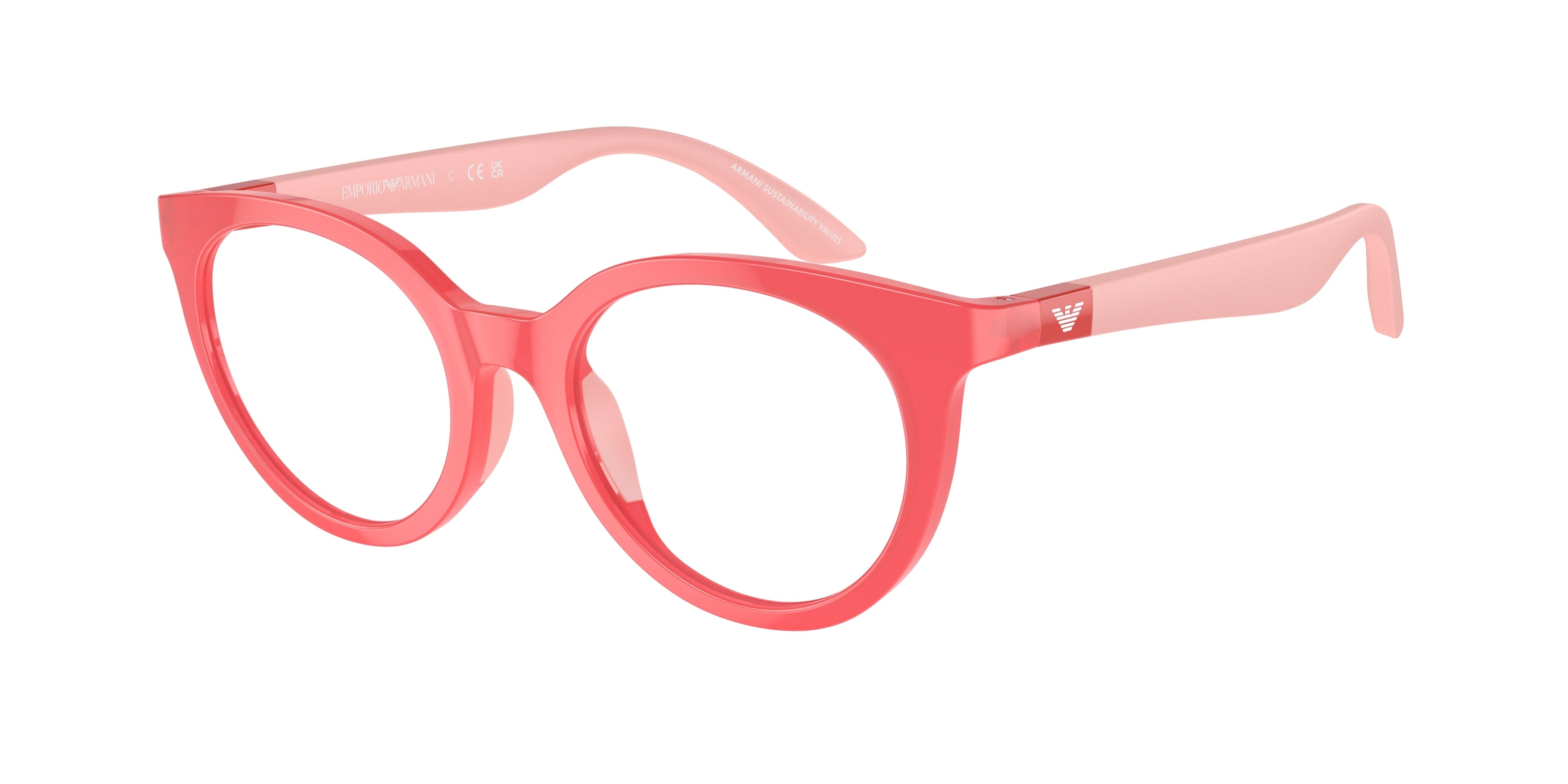 Emporio Armani Kids EK3007 Phantos Eyeglasses  6135-Opaline Coral 47-130-18 - Color Map Red