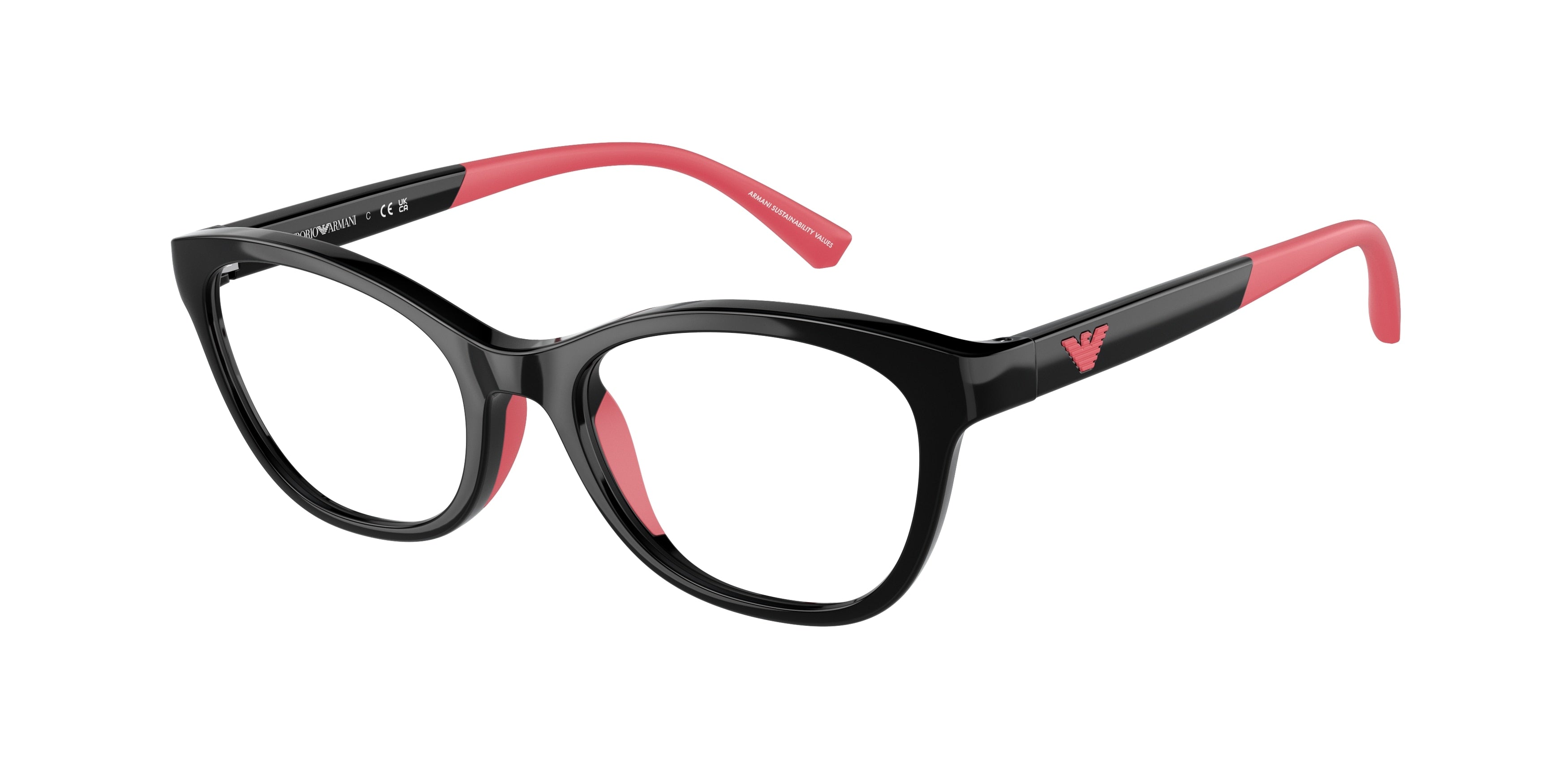 Emporio Armani Kids EK3204 Cat Eye Eyeglasses  5017-Shiny Black 48-125-17 - Color Map Black