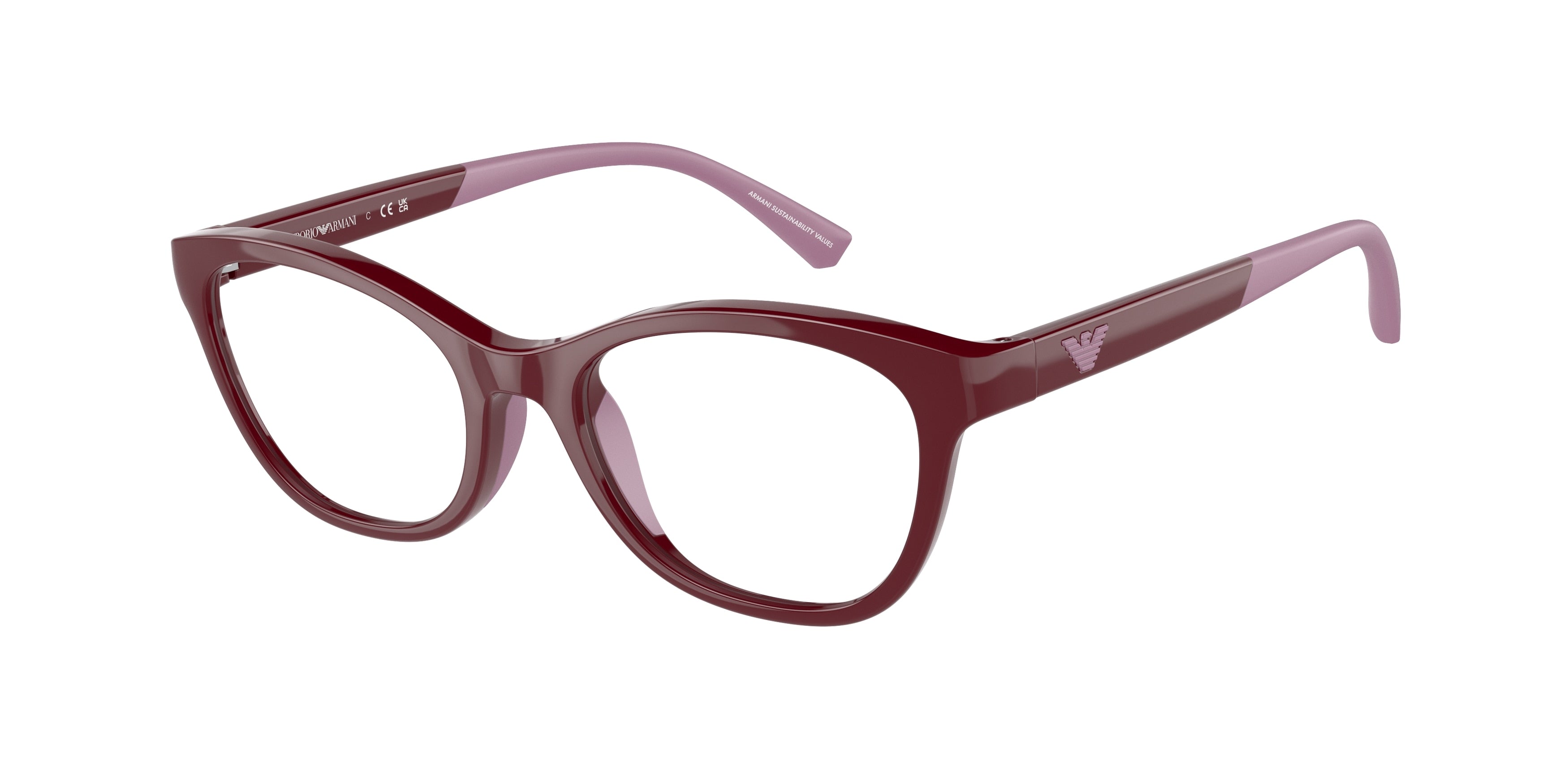 Emporio Armani Kids EK3204 Cat Eye Eyeglasses  5077-Shiny Red 48-125-17 - Color Map Red